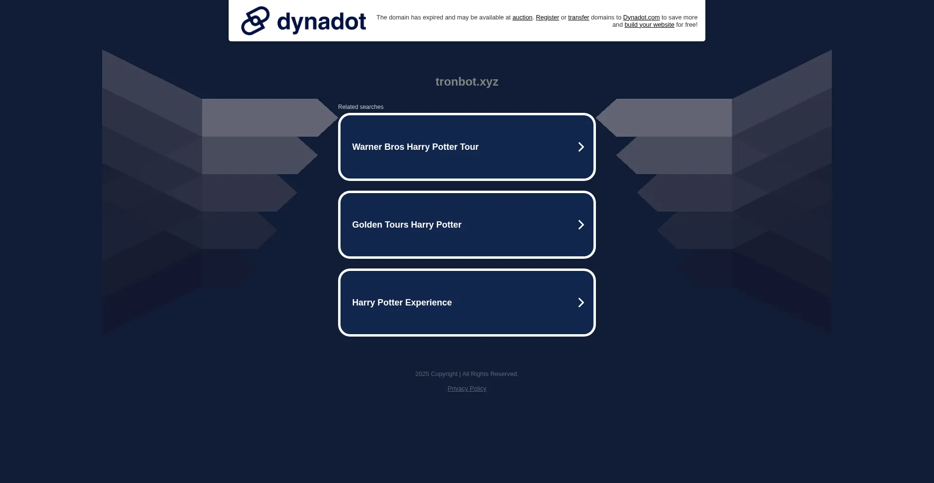 Website screenshot of Tronbot.xyz