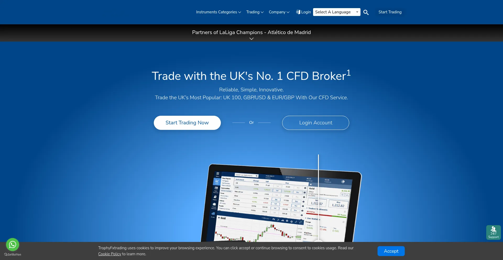 Website screenshot of Trophyfxtrading.com
