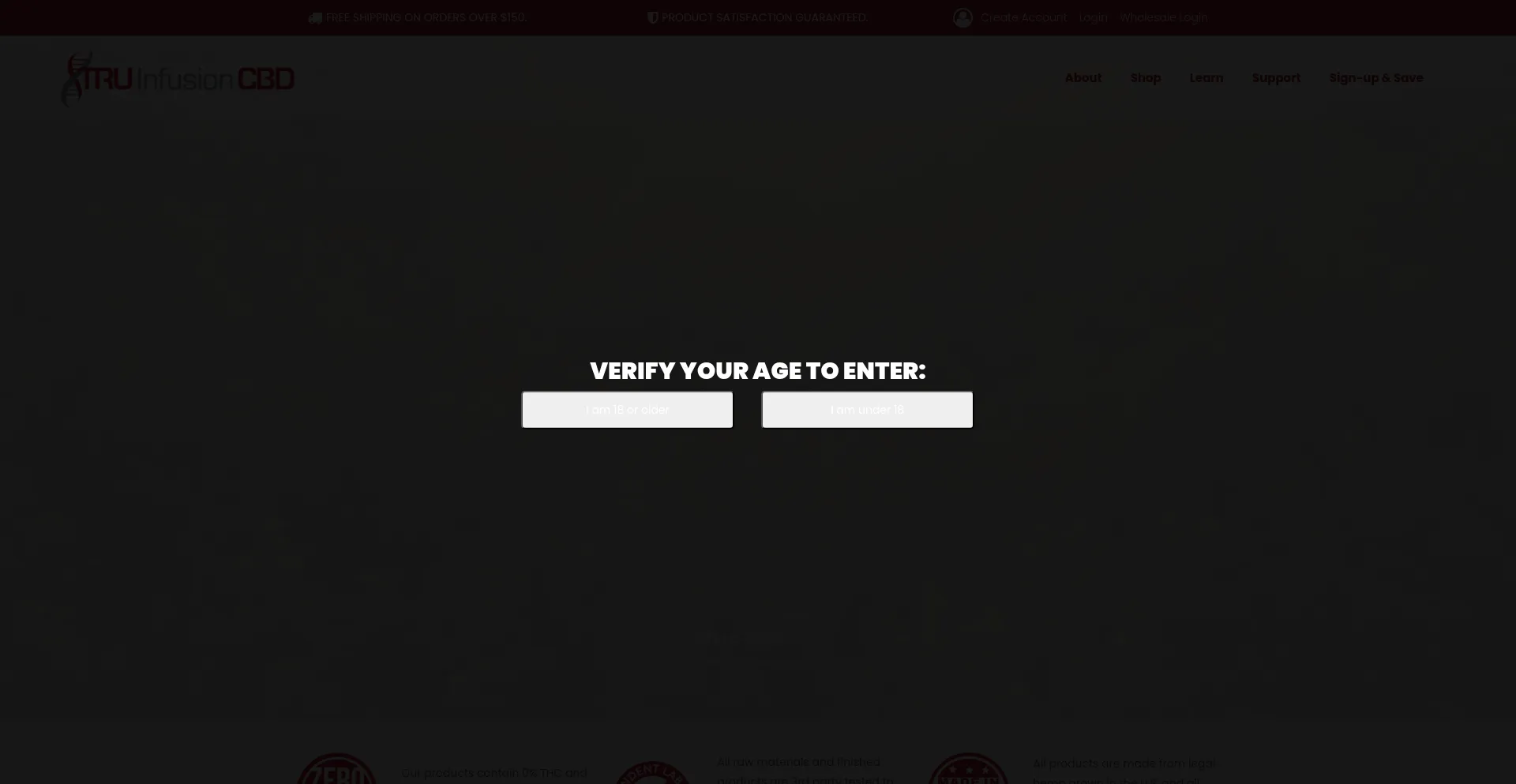 Website screenshot of Truinfusioncbd.com