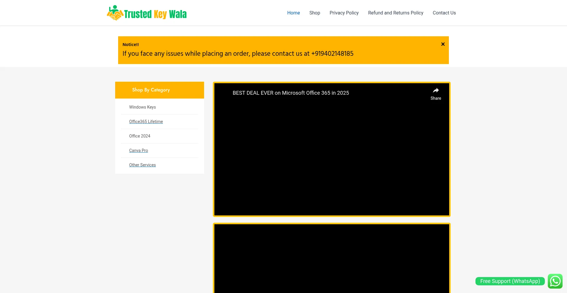 Website screenshot of Trustedkeywala.com