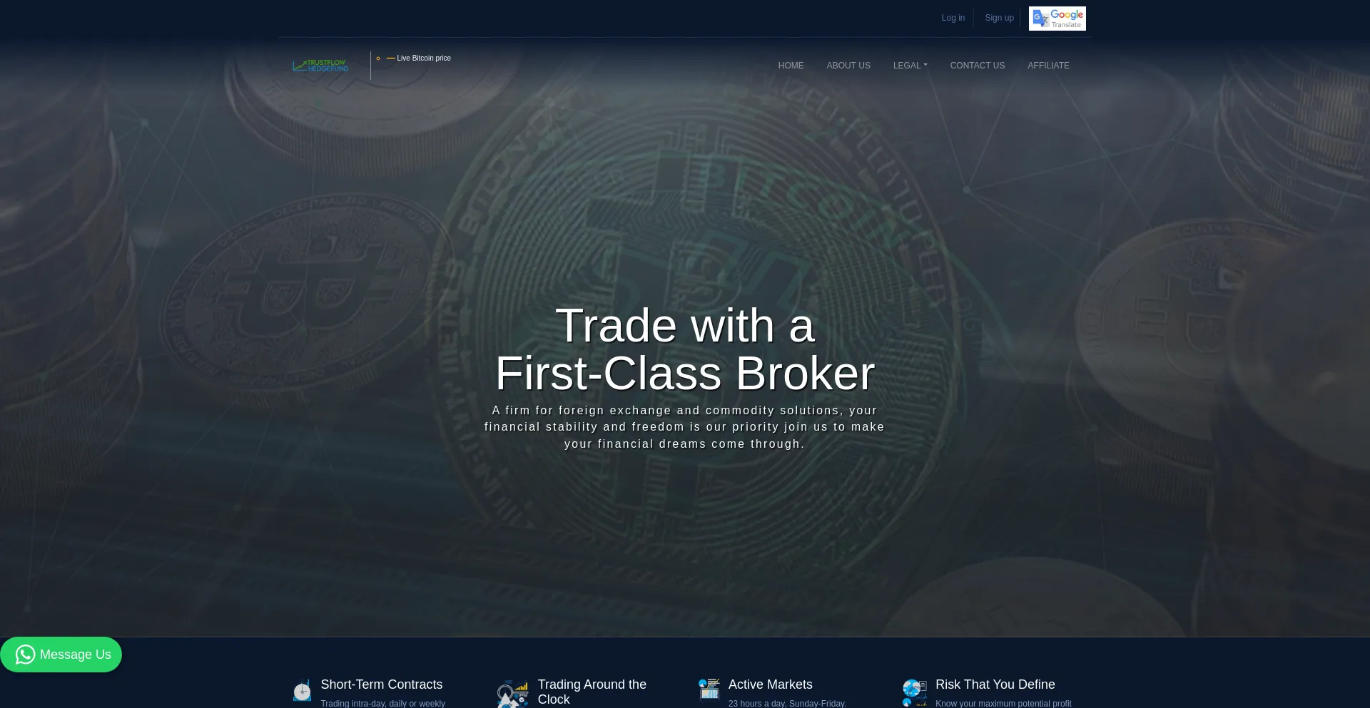 Website screenshot of Trustflowhedgefund.com