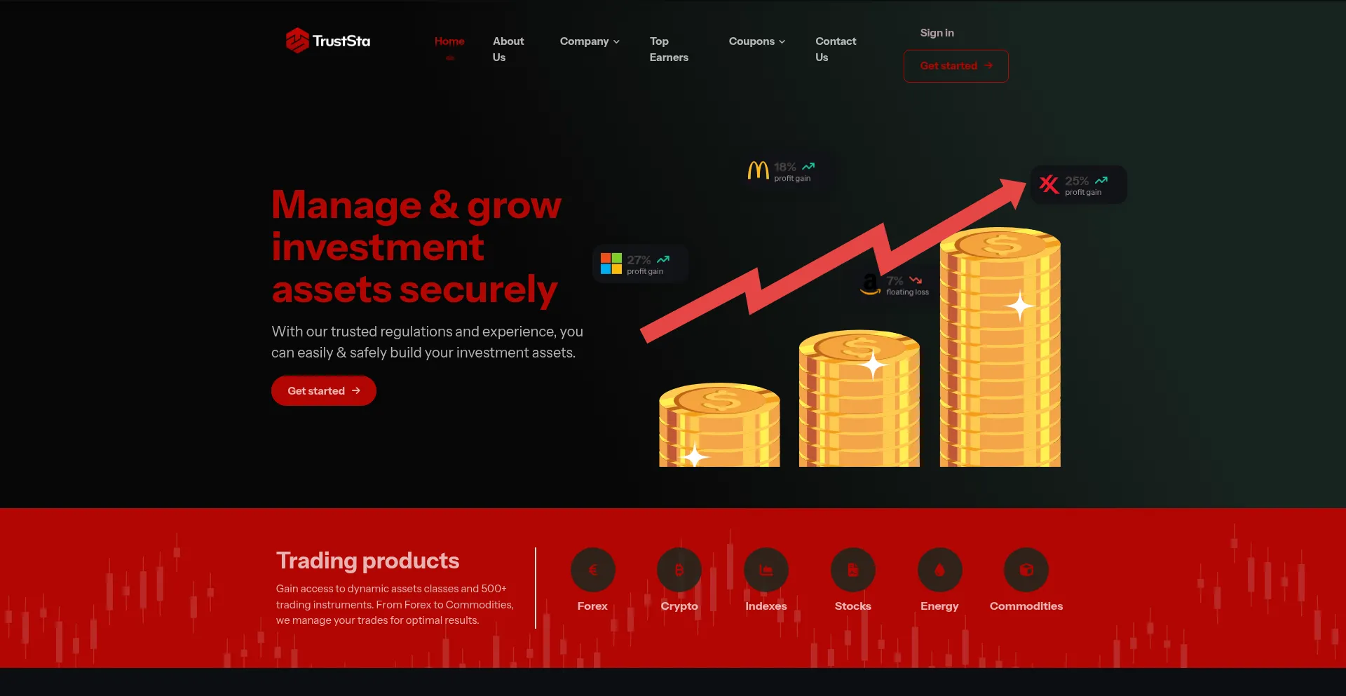 Website screenshot of Truststa.com