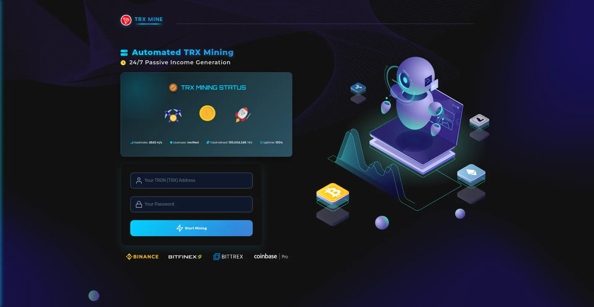 Website screenshot of Trxminego.live