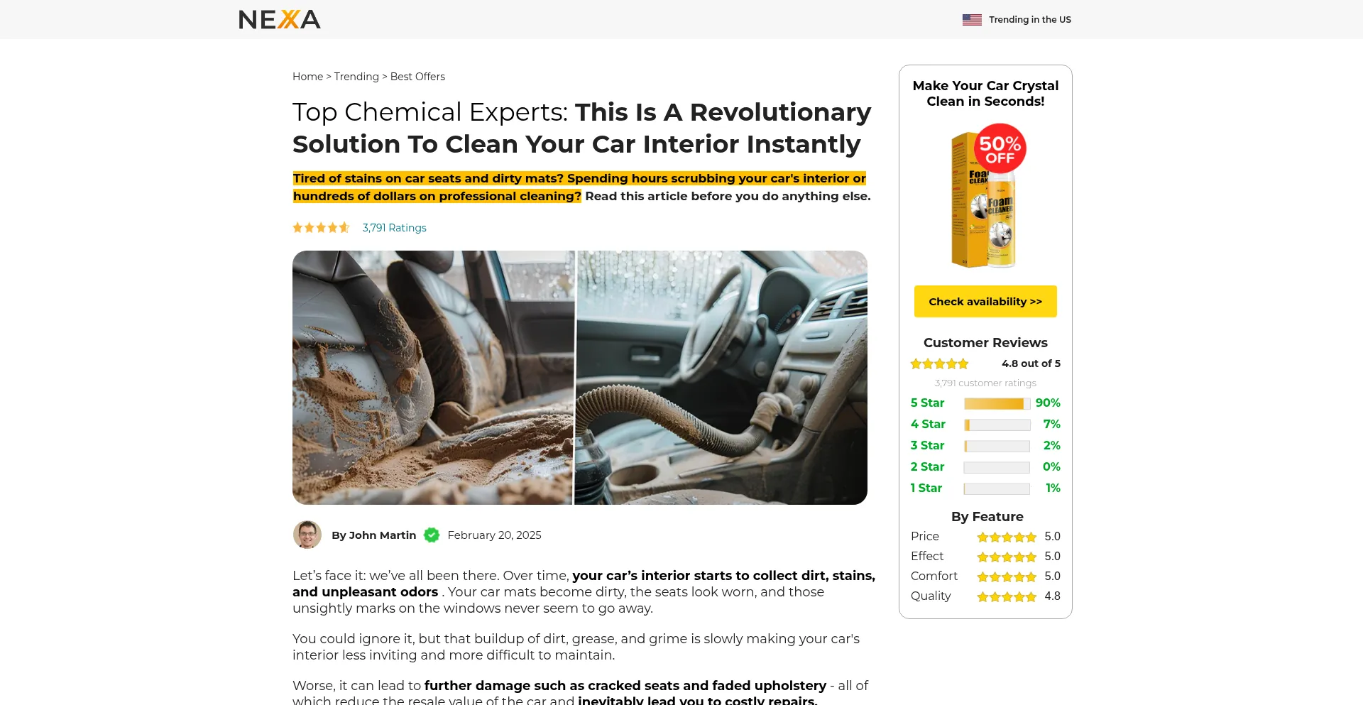 Website screenshot of Try.nexa-us.com