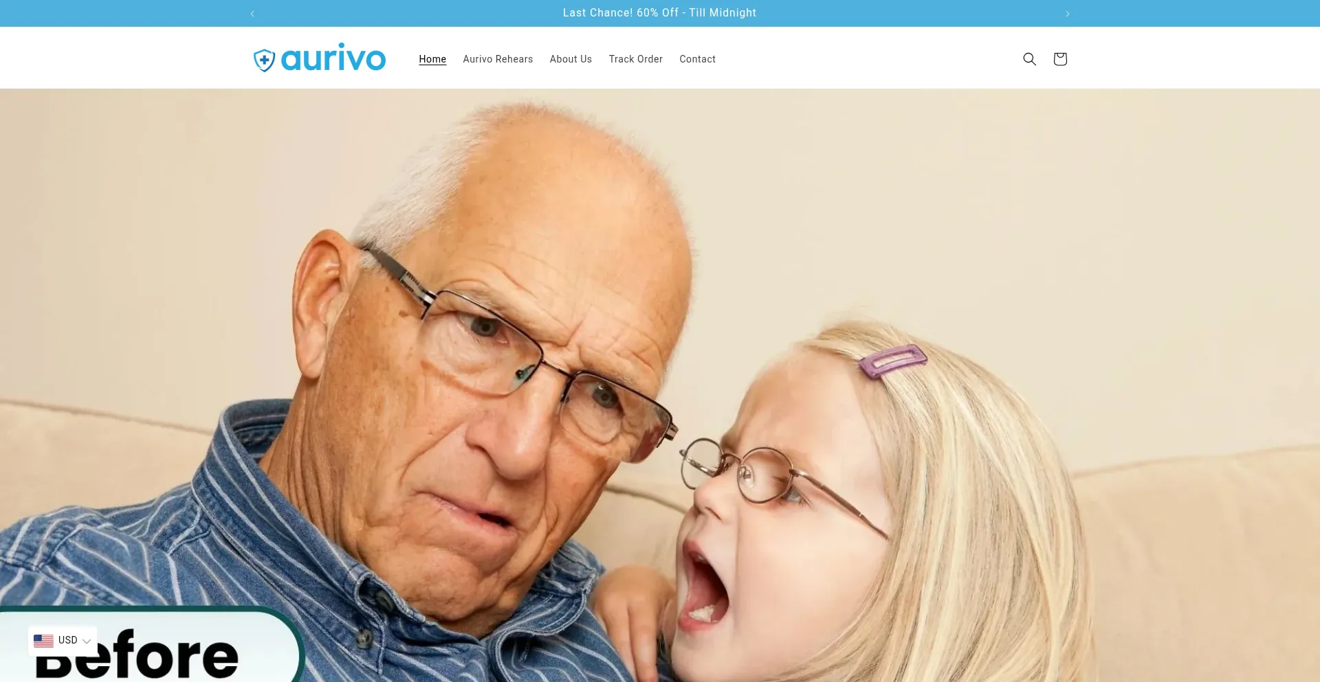 Website screenshot of Tryaurivo.store