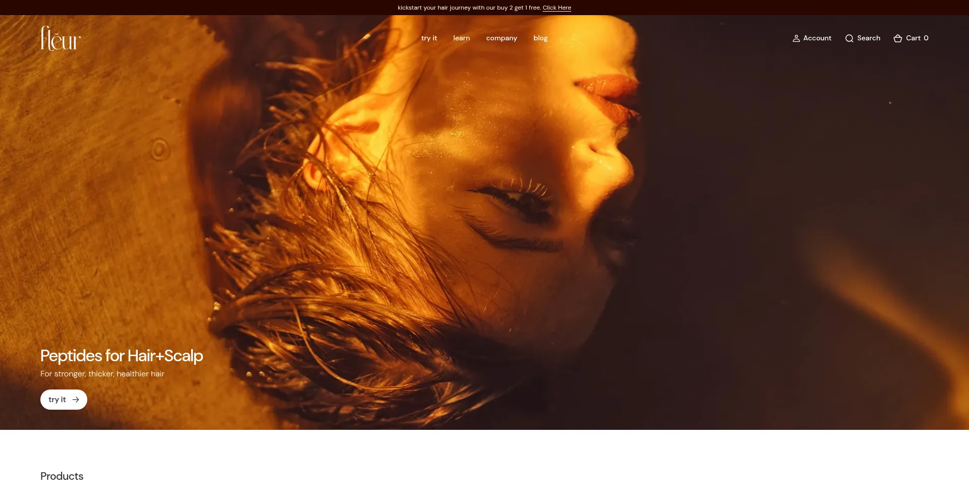Website screenshot of Tryfleur.com