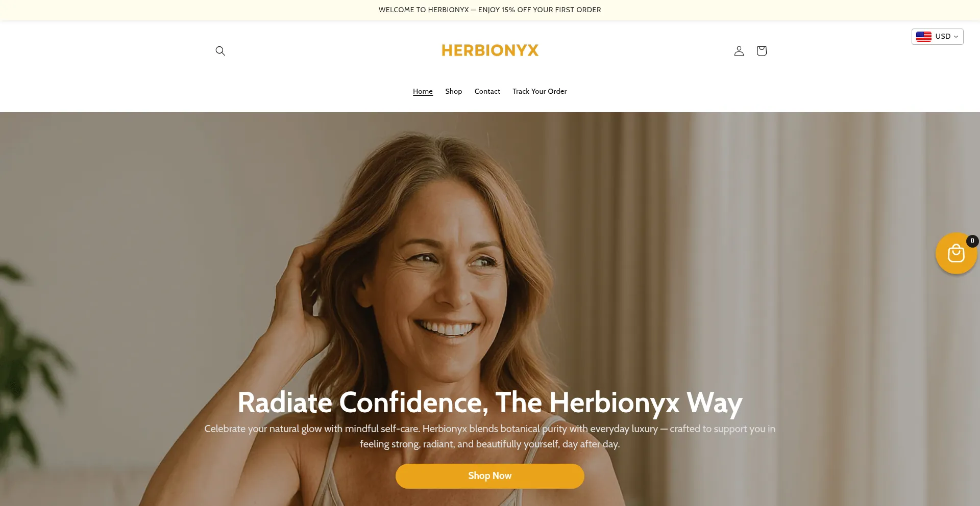 Website screenshot of Tryherbionyx.com