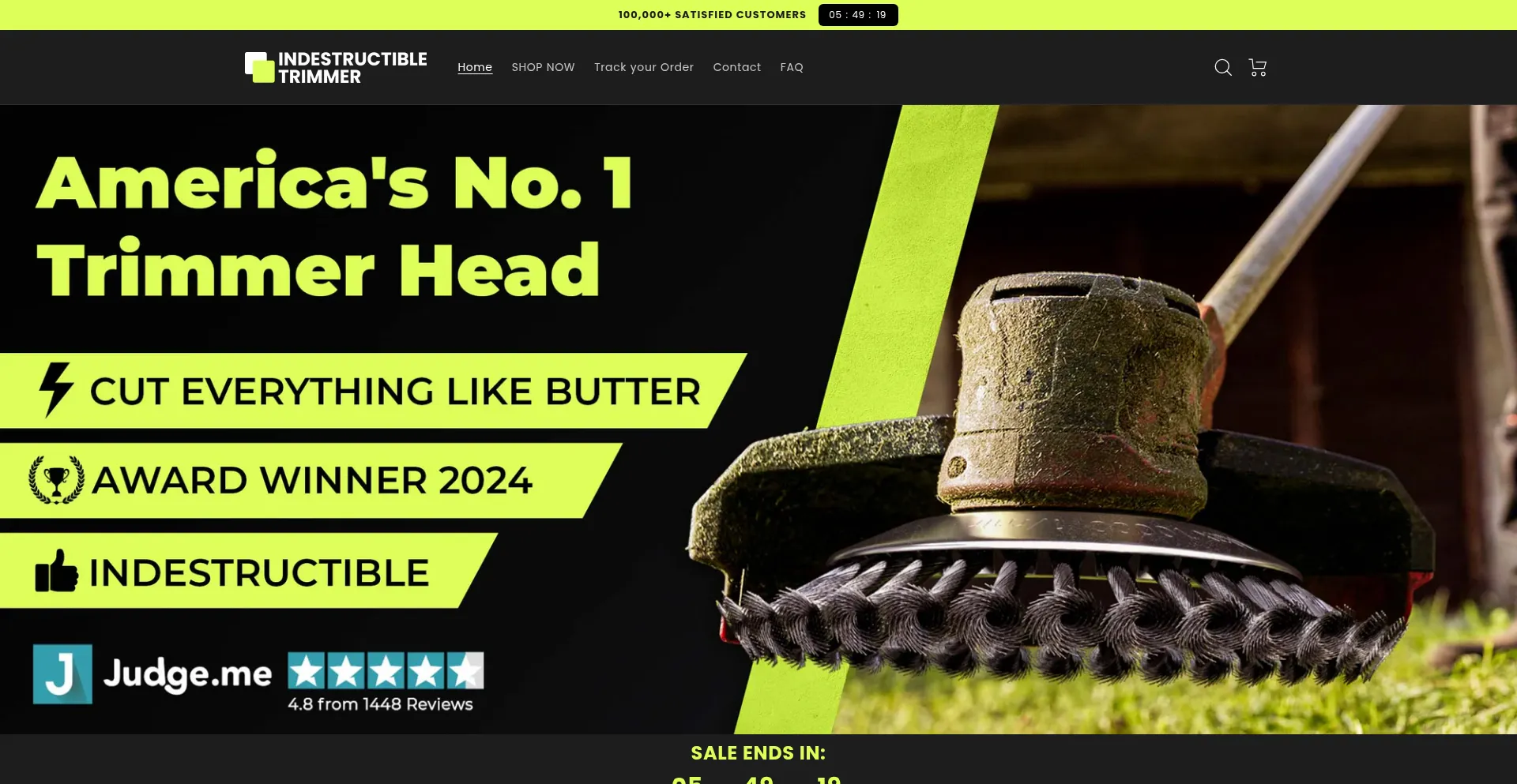 Website screenshot of Tryindestructibletrimmer.com