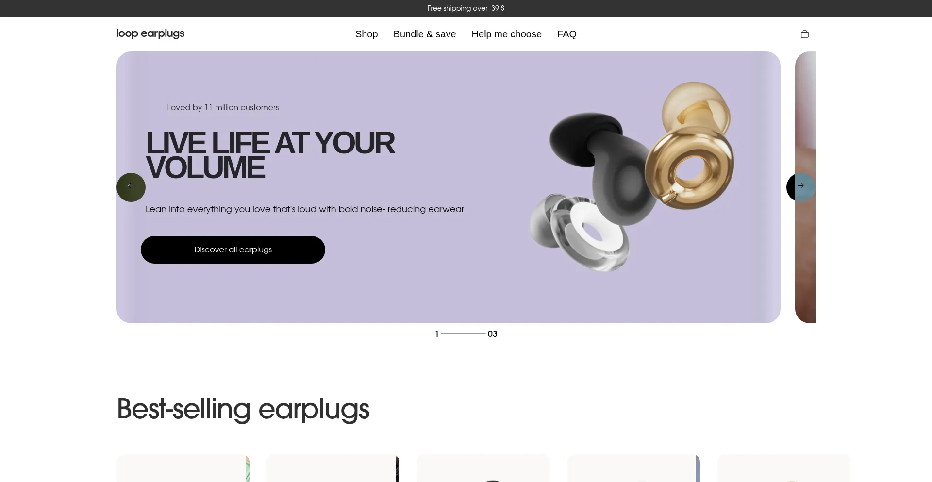 Website screenshot of Tryloopearplugs.com