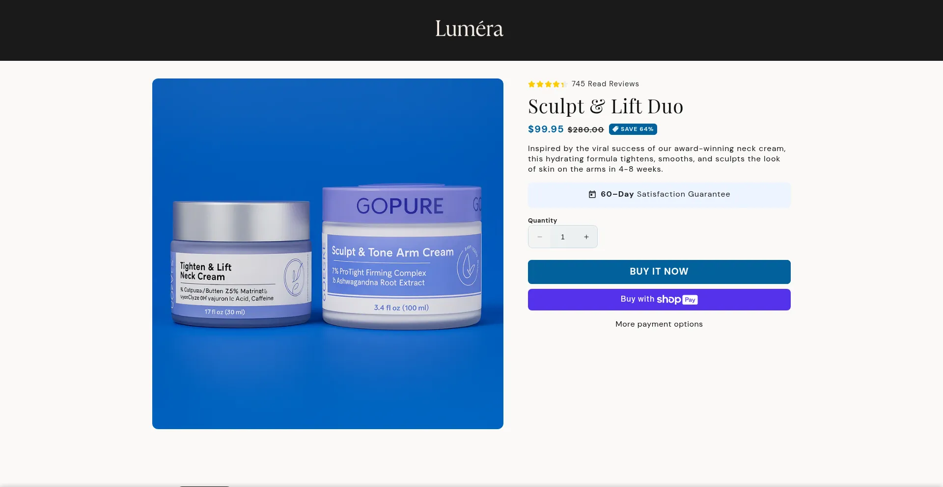 Website screenshot of Trylumera.store