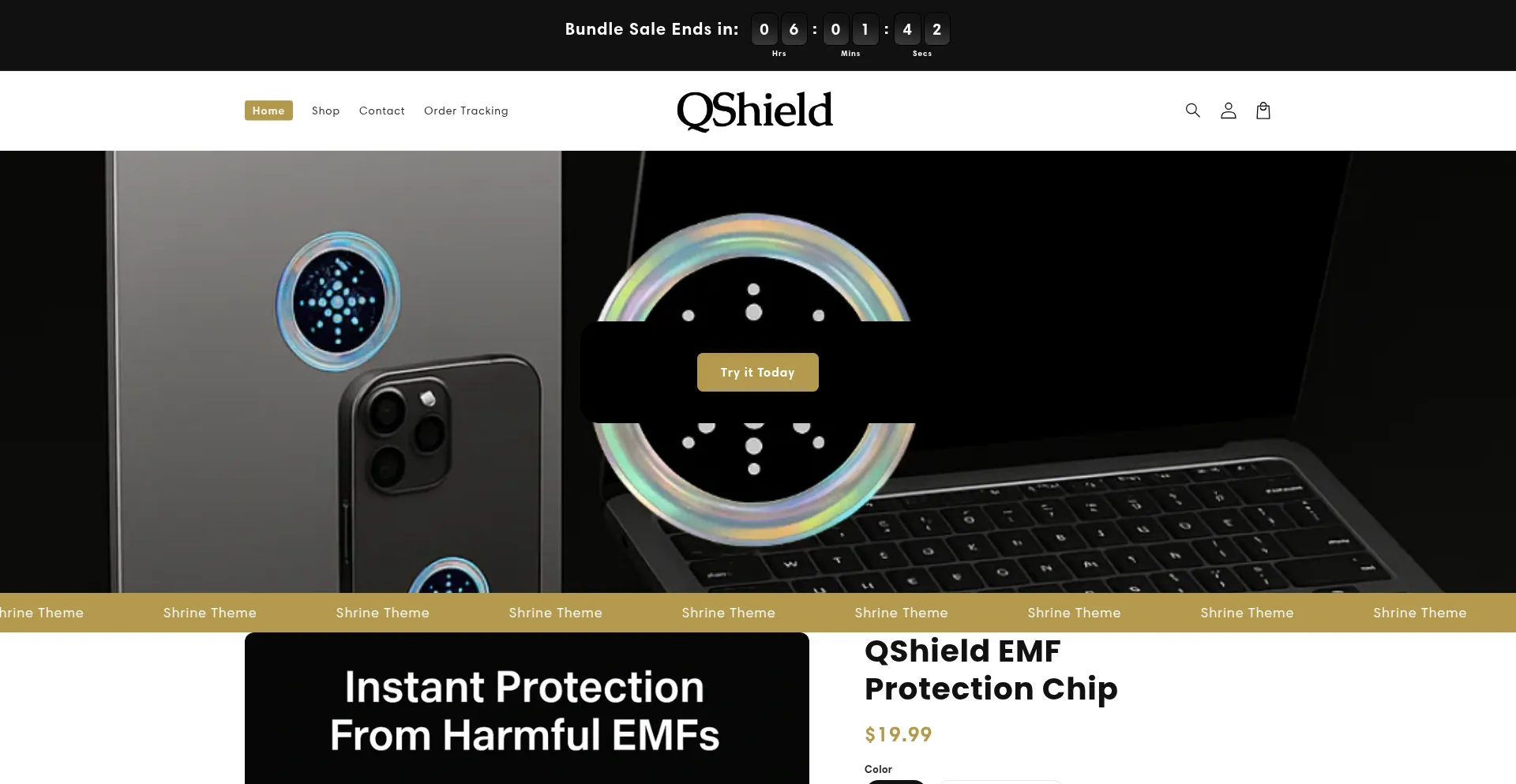 Website screenshot of Tryqshield.com