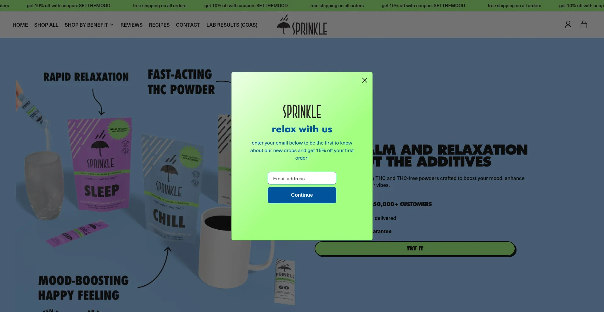 Website screenshot of Trysprinkle.com