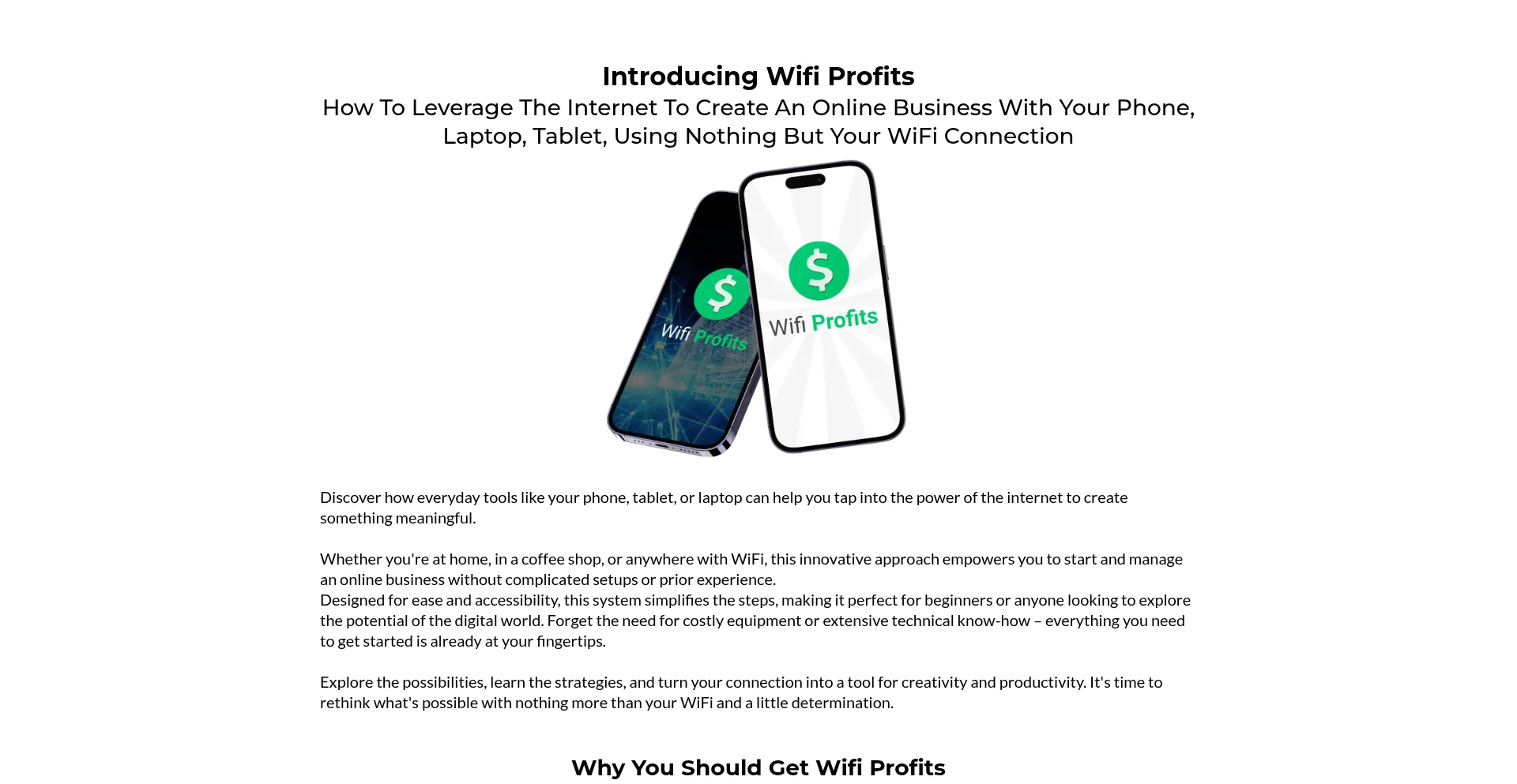 Website screenshot of Trywifiprofits.com