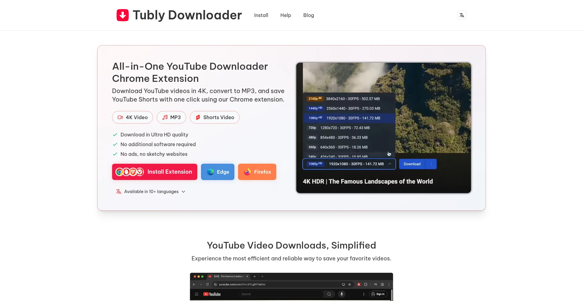 Website screenshot of Tubly.download