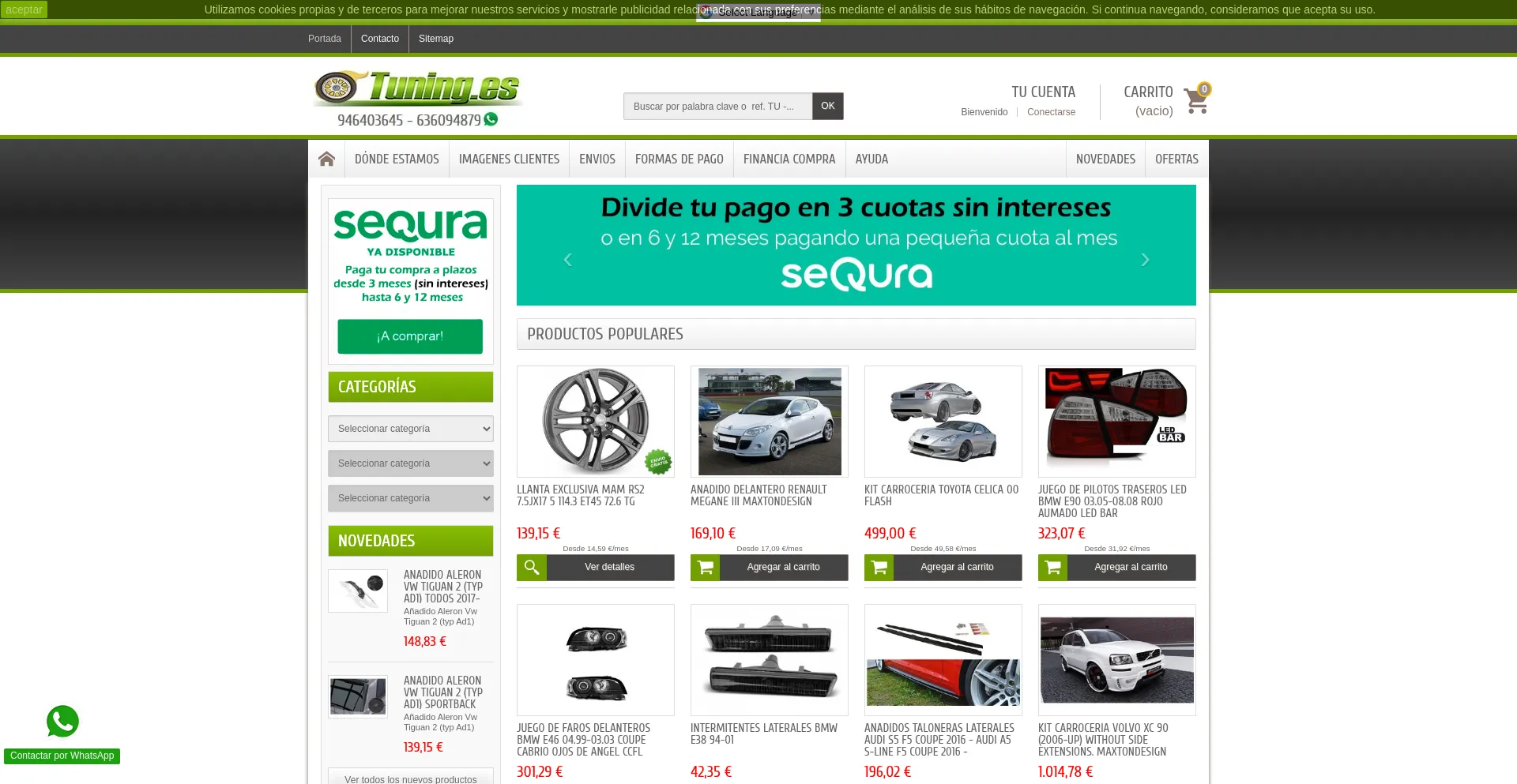 Website screenshot of Tuning.es