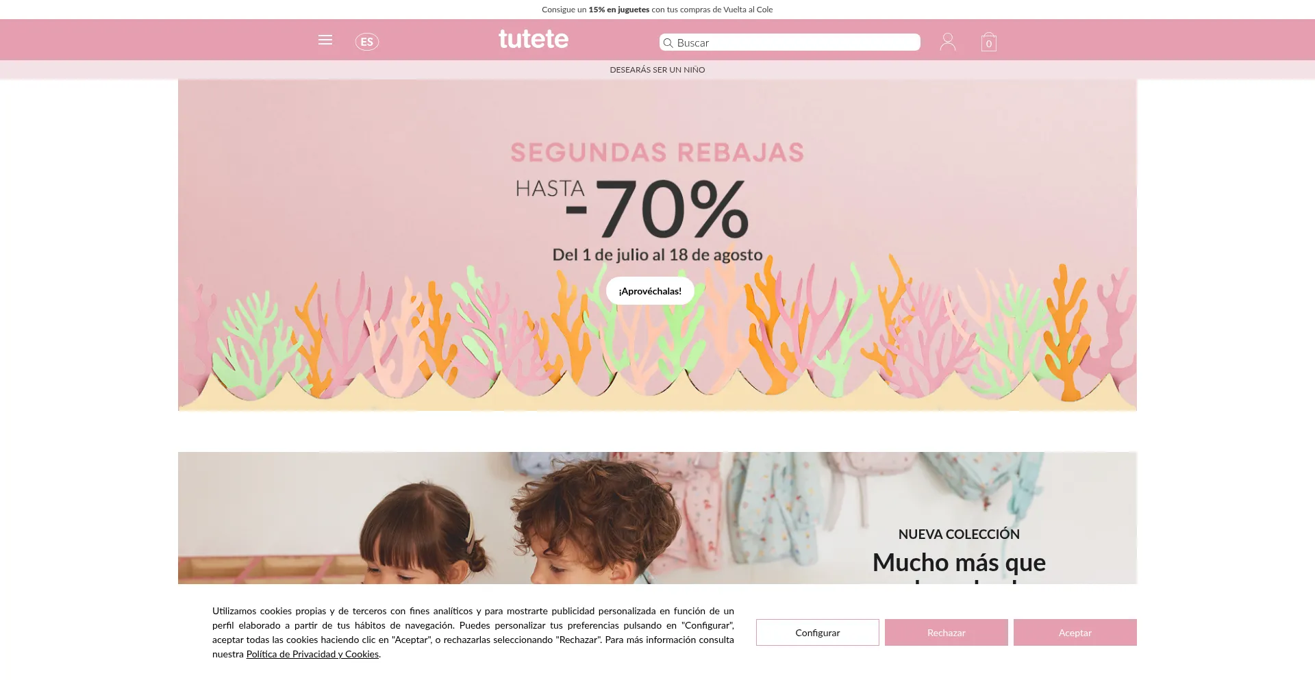 Website screenshot of Tutete.com