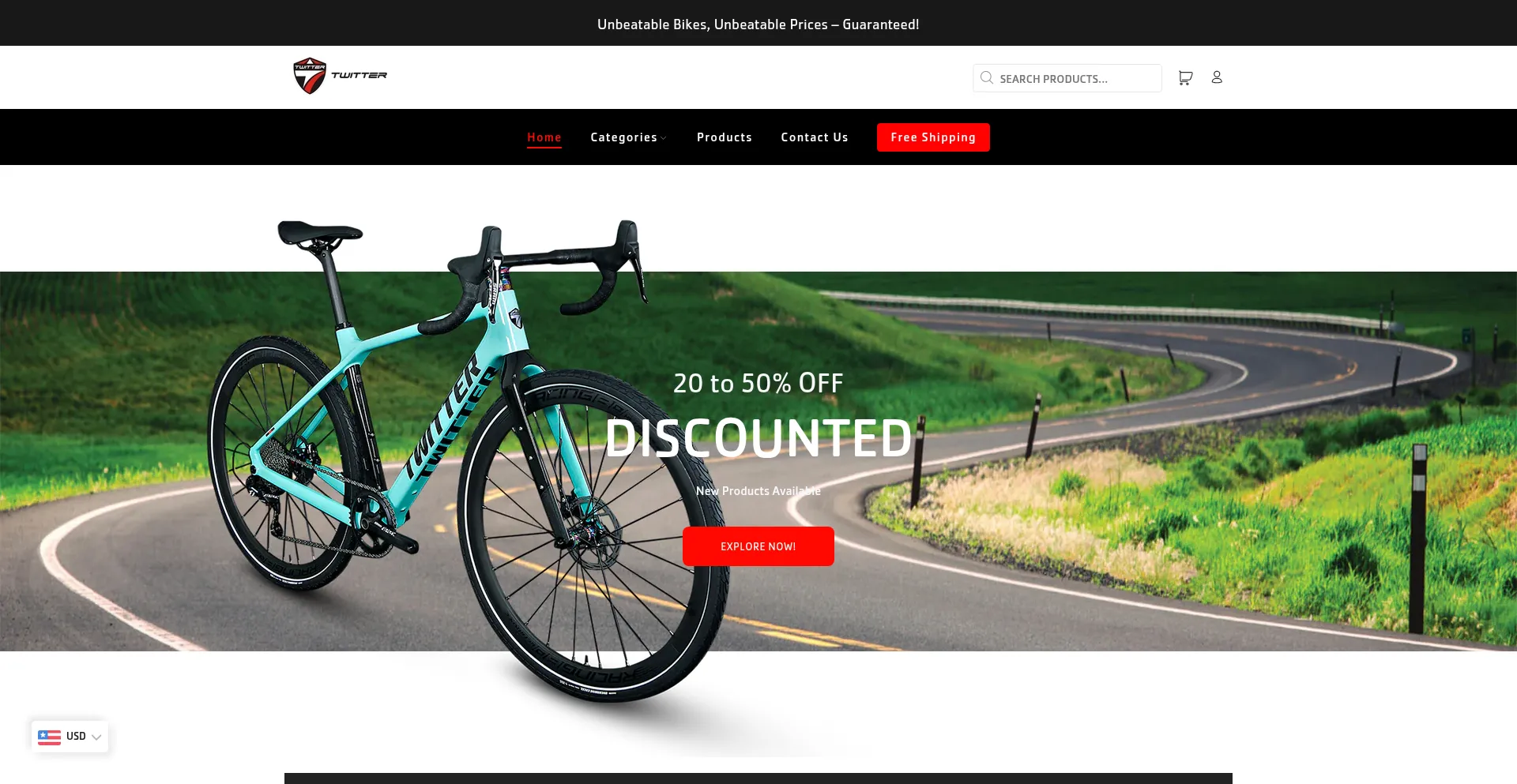 Website screenshot of Twitterbikeusa.com