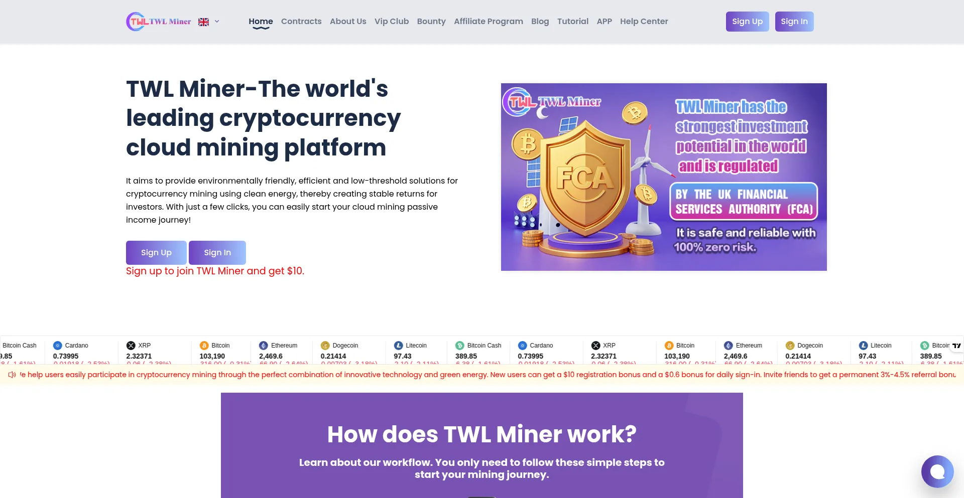Website screenshot of Twlminer.com