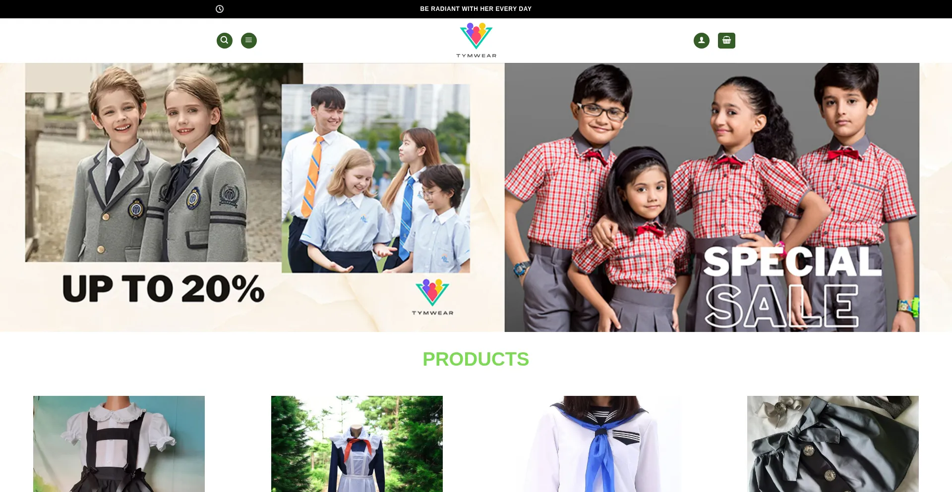 Website screenshot of Tymwear.shop
