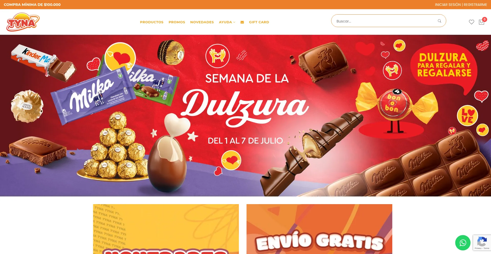 Website screenshot of Tyna.com.ar