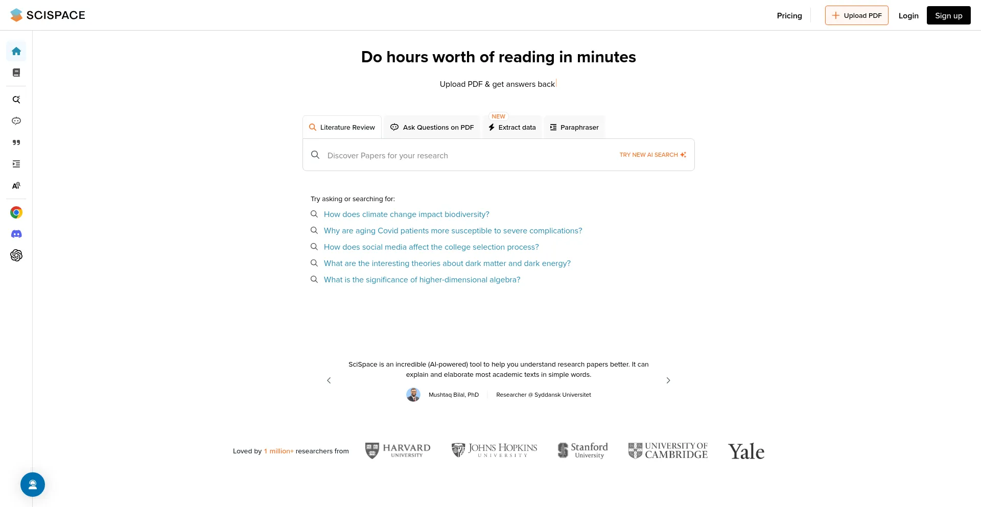 Website screenshot of Typeset.io