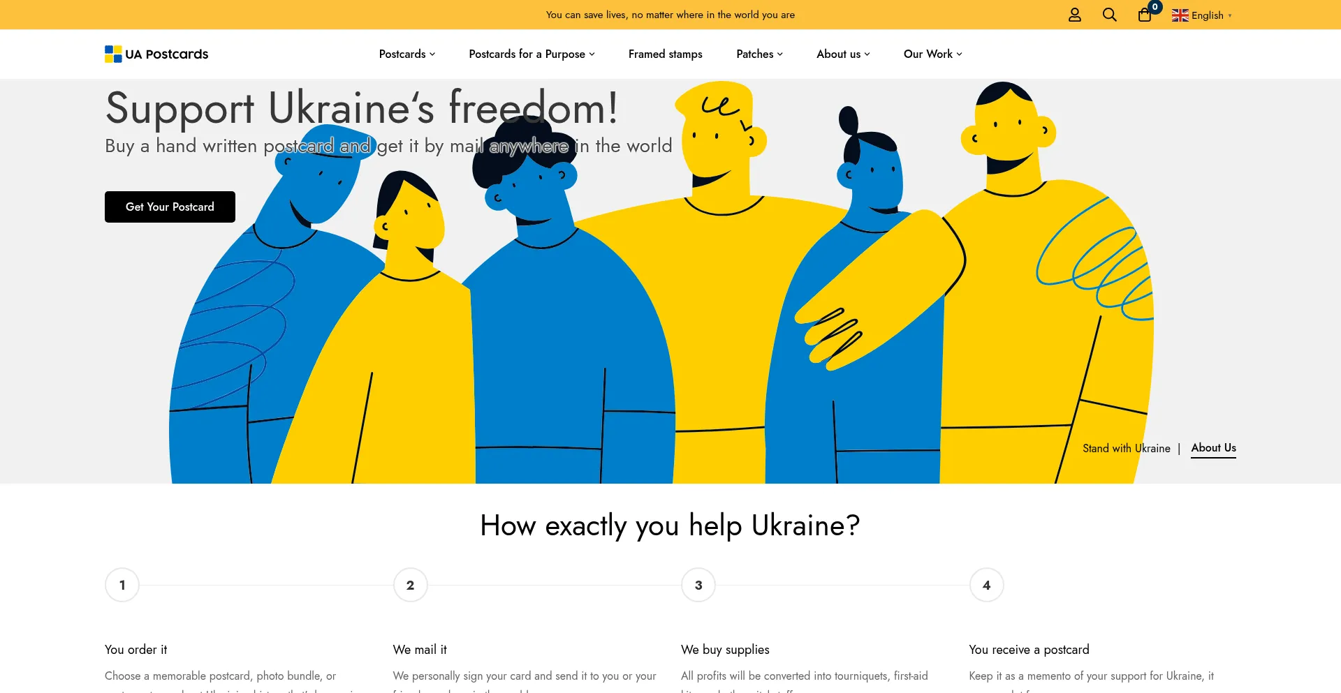 Website screenshot of Uapostcards.org