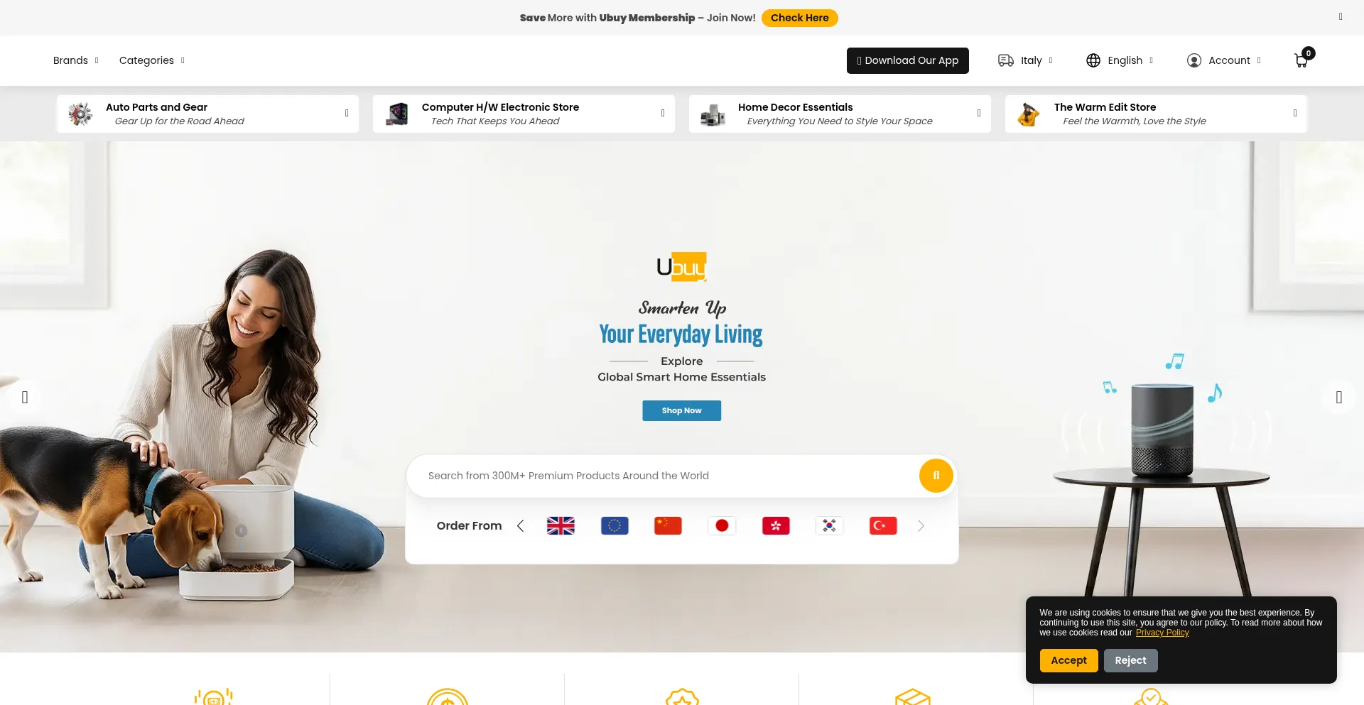 Website screenshot of Ubuy.co.it