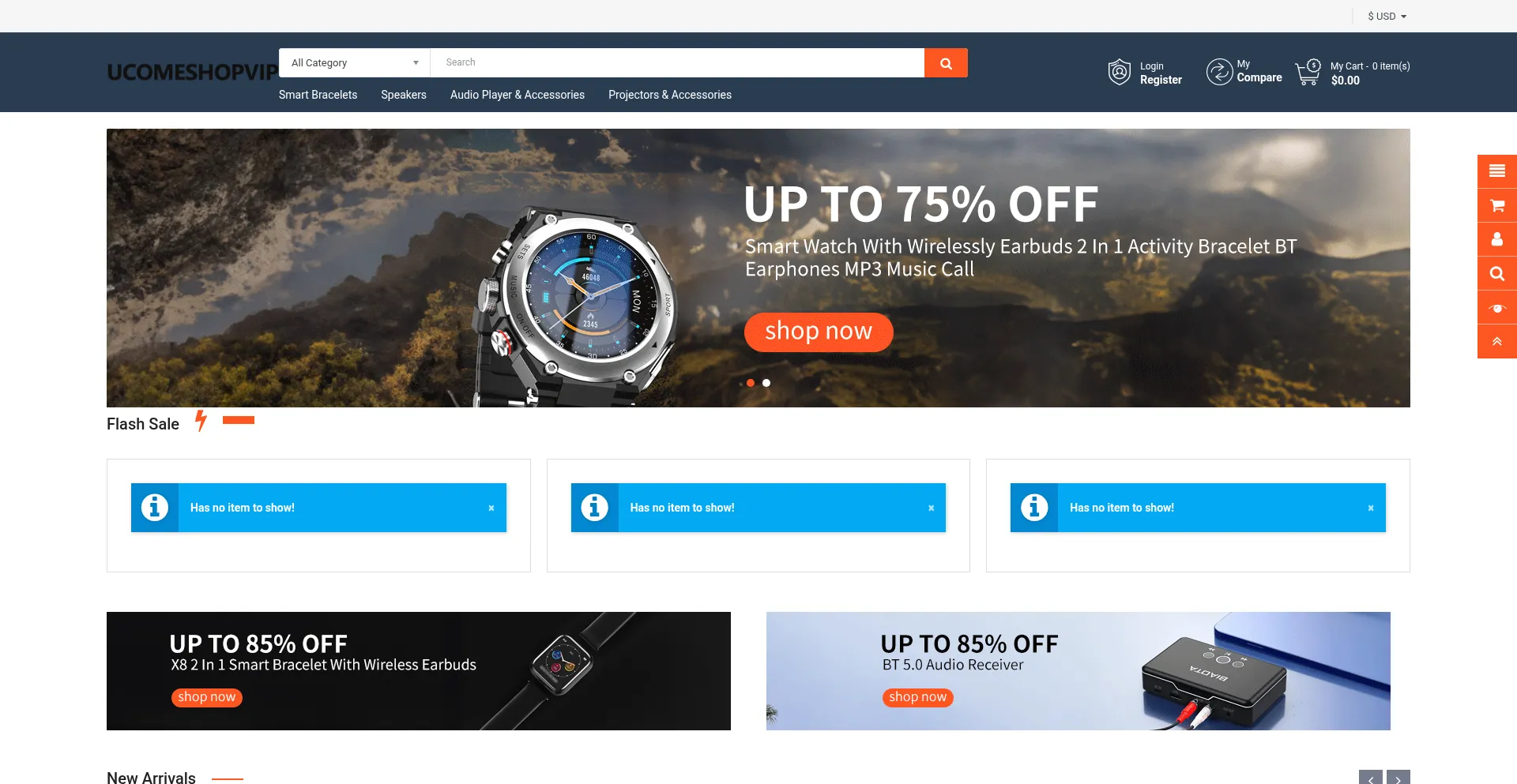 Website screenshot of Ucomeshopvip.com