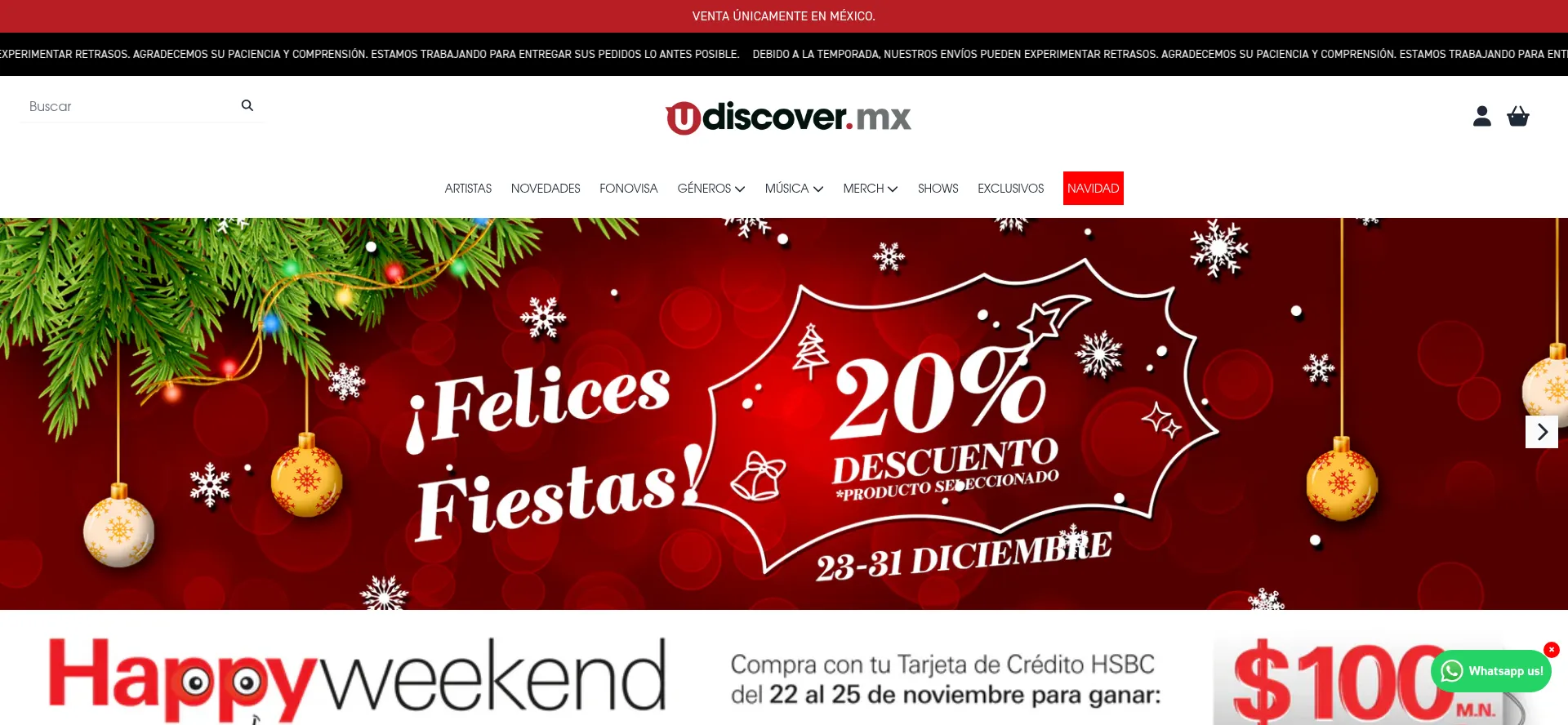 Website screenshot of Udiscover.mx