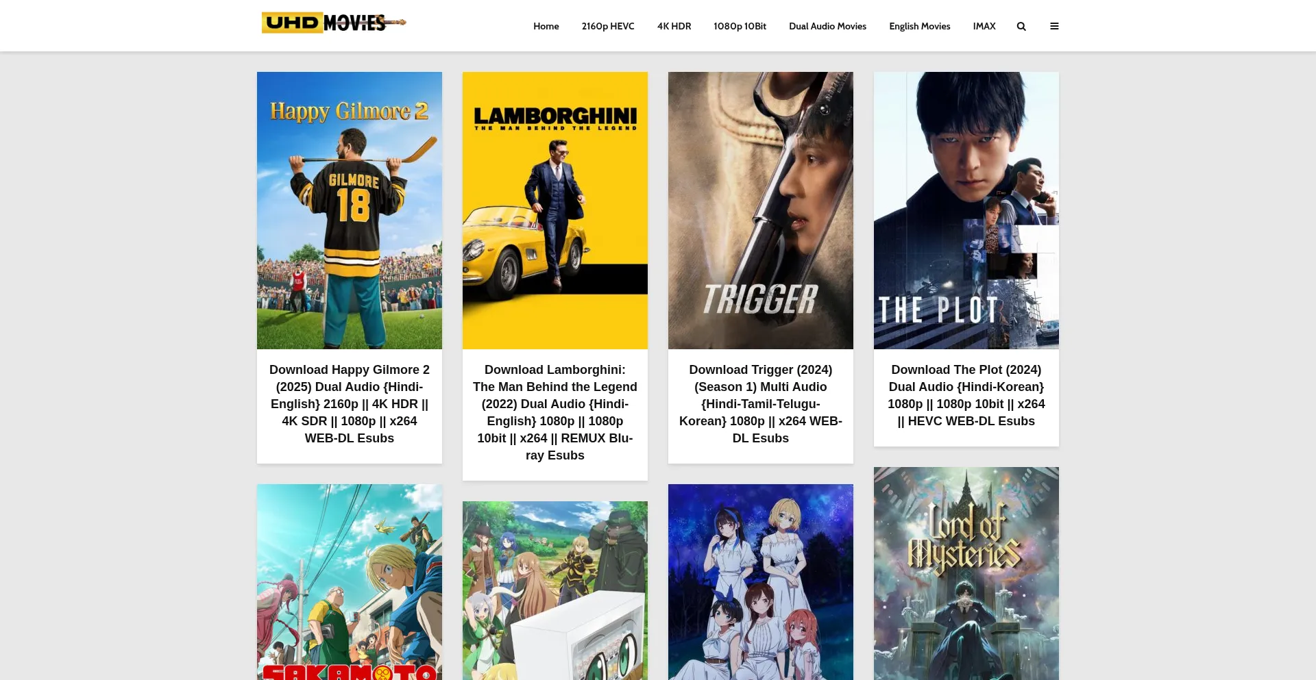 Website screenshot of Uhdmovies.cat
