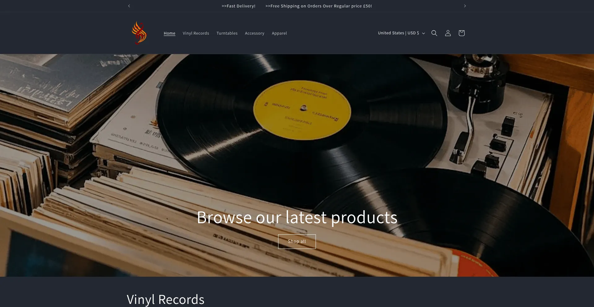 Website screenshot of Ukvinyls.com