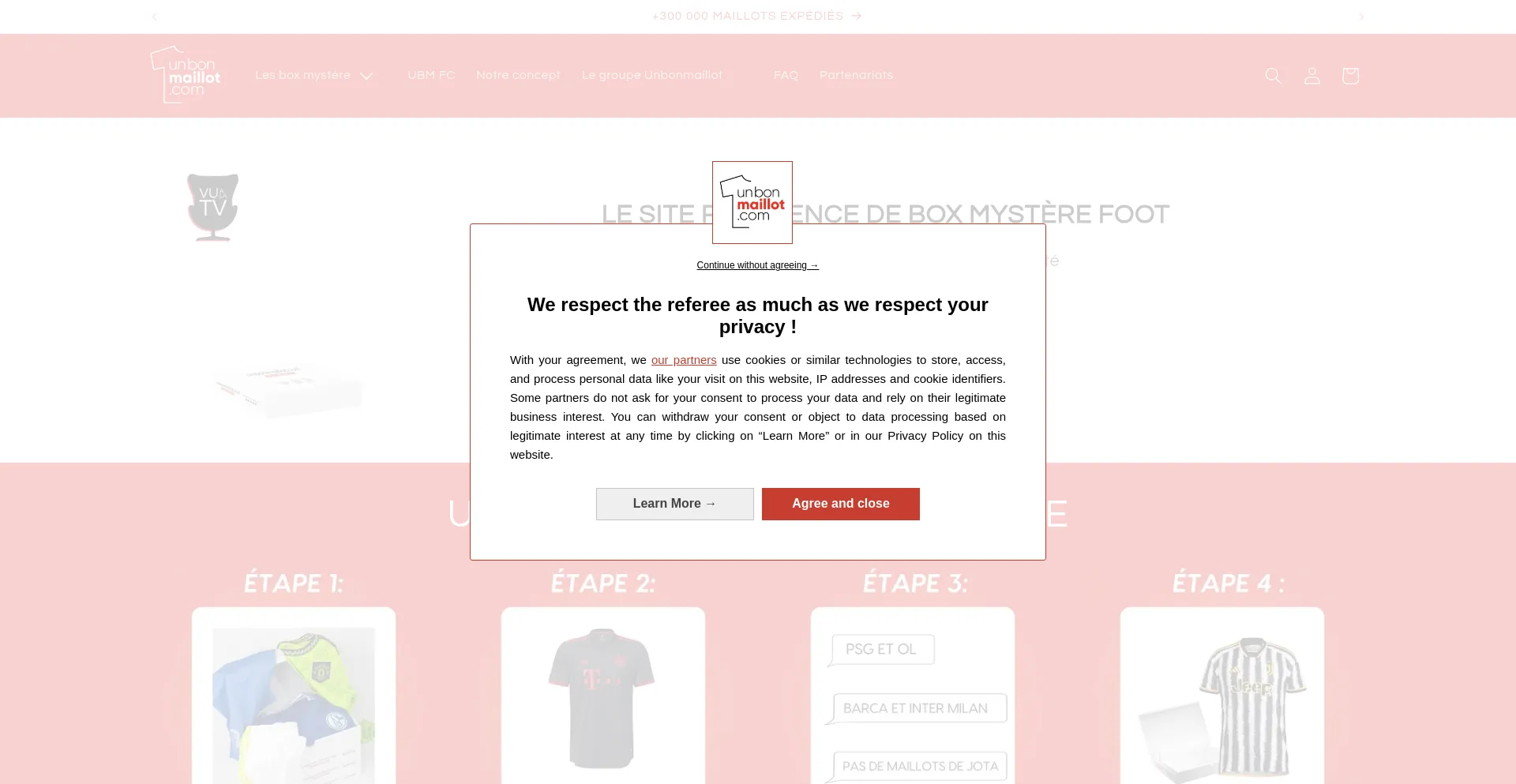 Website screenshot of Unbonmaillot.com