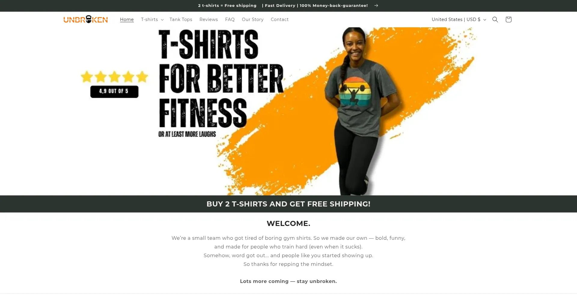 Website screenshot of Unbrokenreps.com