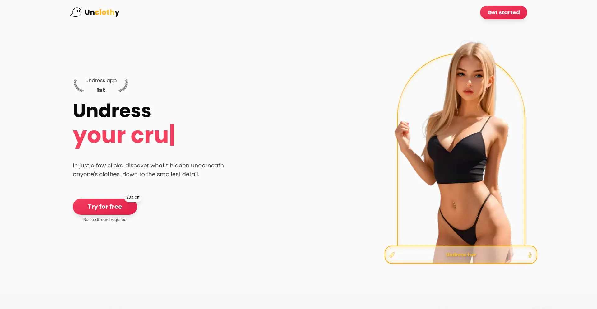 Website screenshot of Unclothy.com