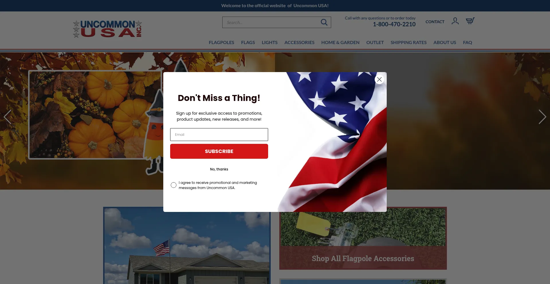Website screenshot of Uncommonflagpoles.com