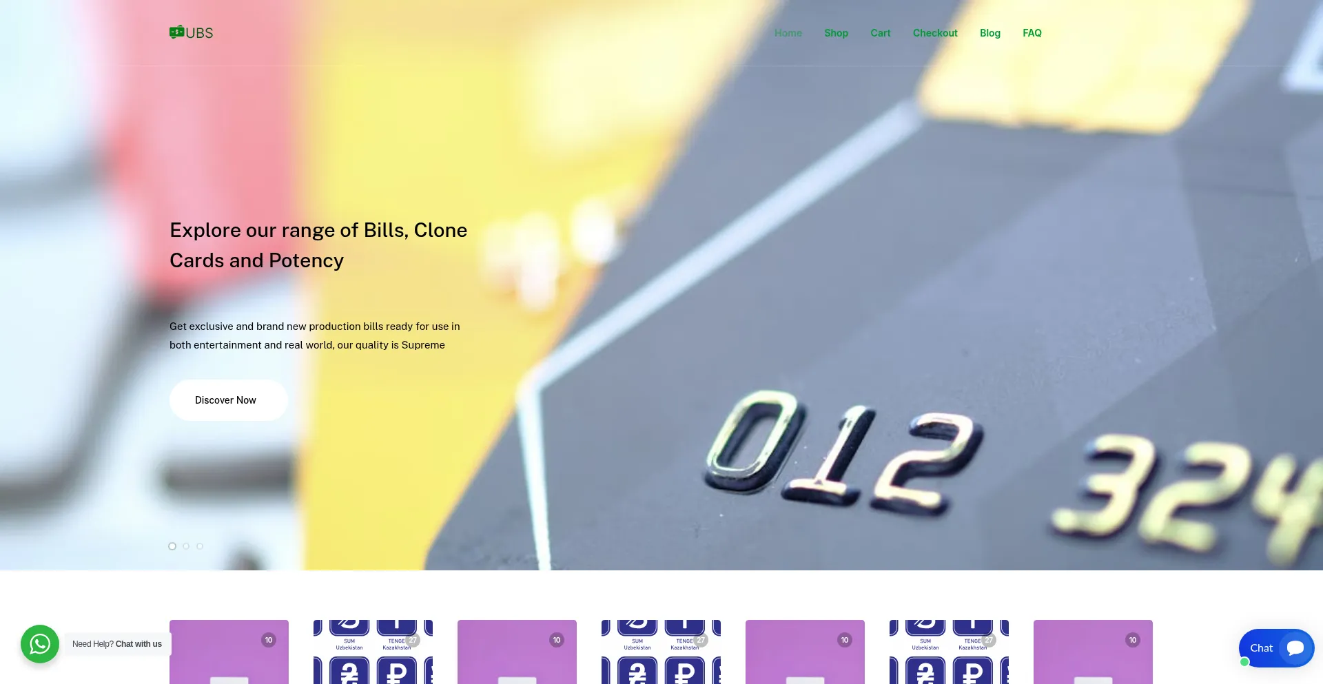 Website screenshot of Undetectablebillsale.com