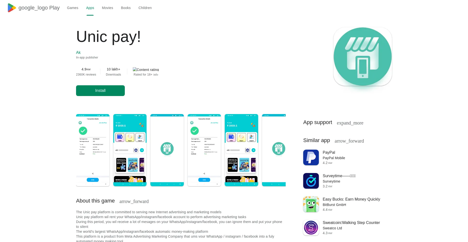 Website screenshot of Unicpay.life