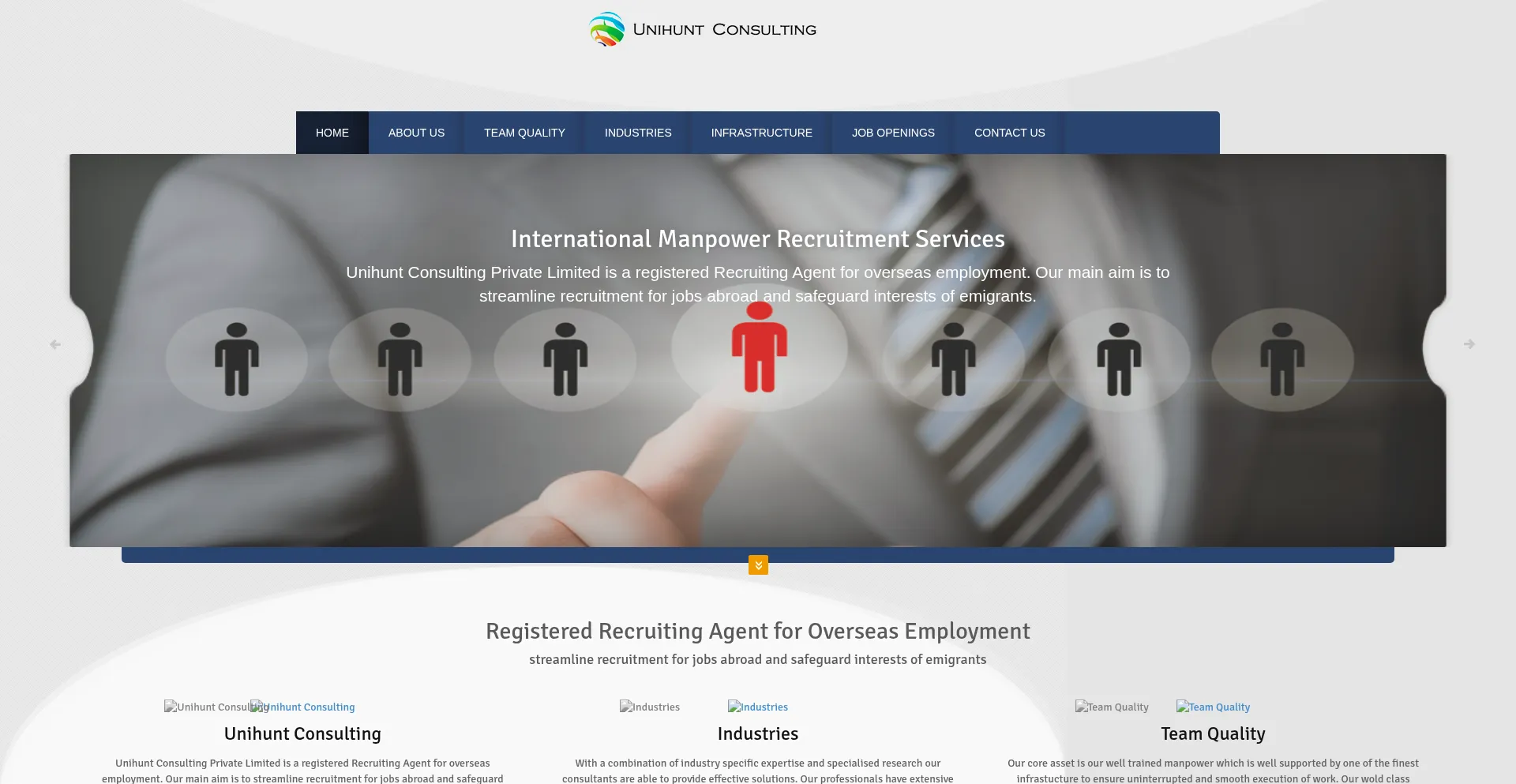 Website screenshot of Unihuntconsulting.com