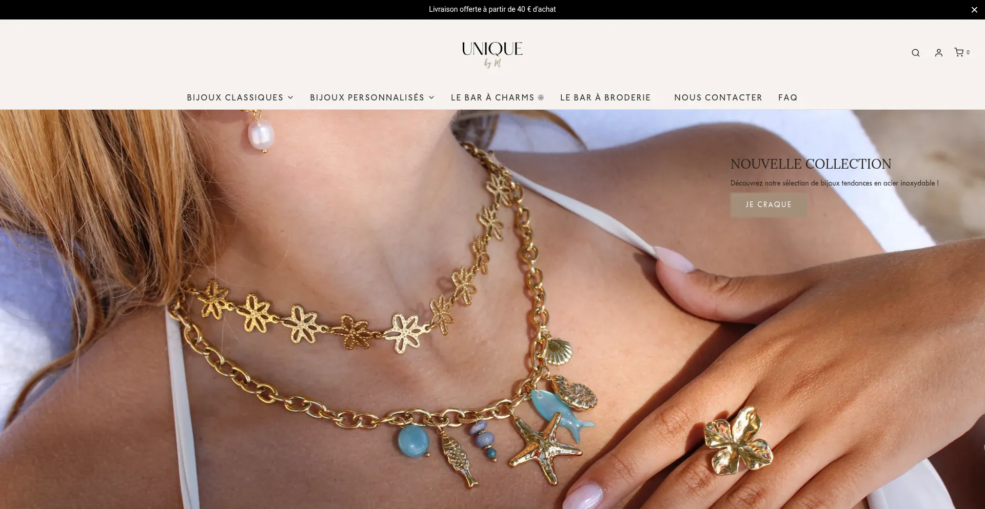 Website screenshot of Uniquebym.fr