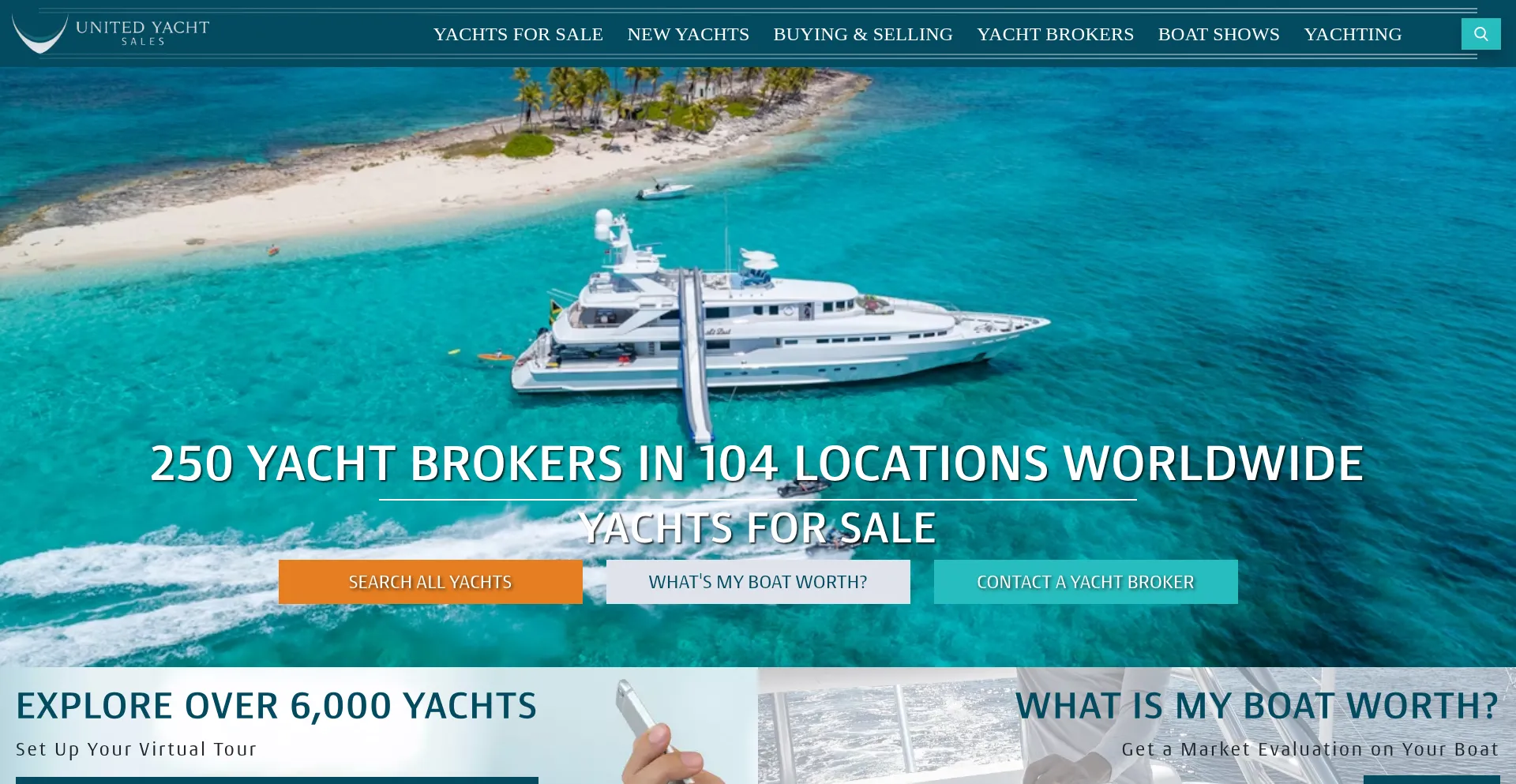 Website screenshot of Unitedyacht.com