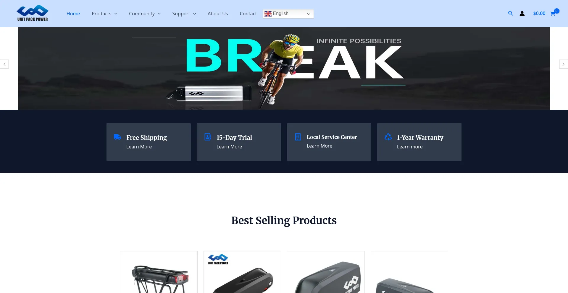 Website screenshot of Unitpackpower.com