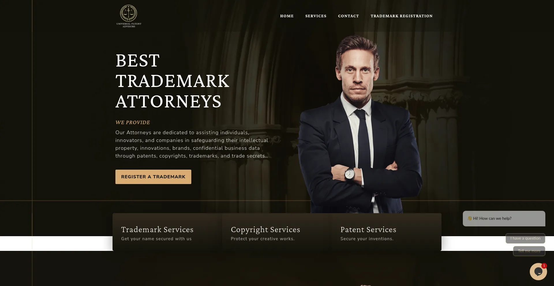 Website screenshot of Universalpatentadvisors.com
