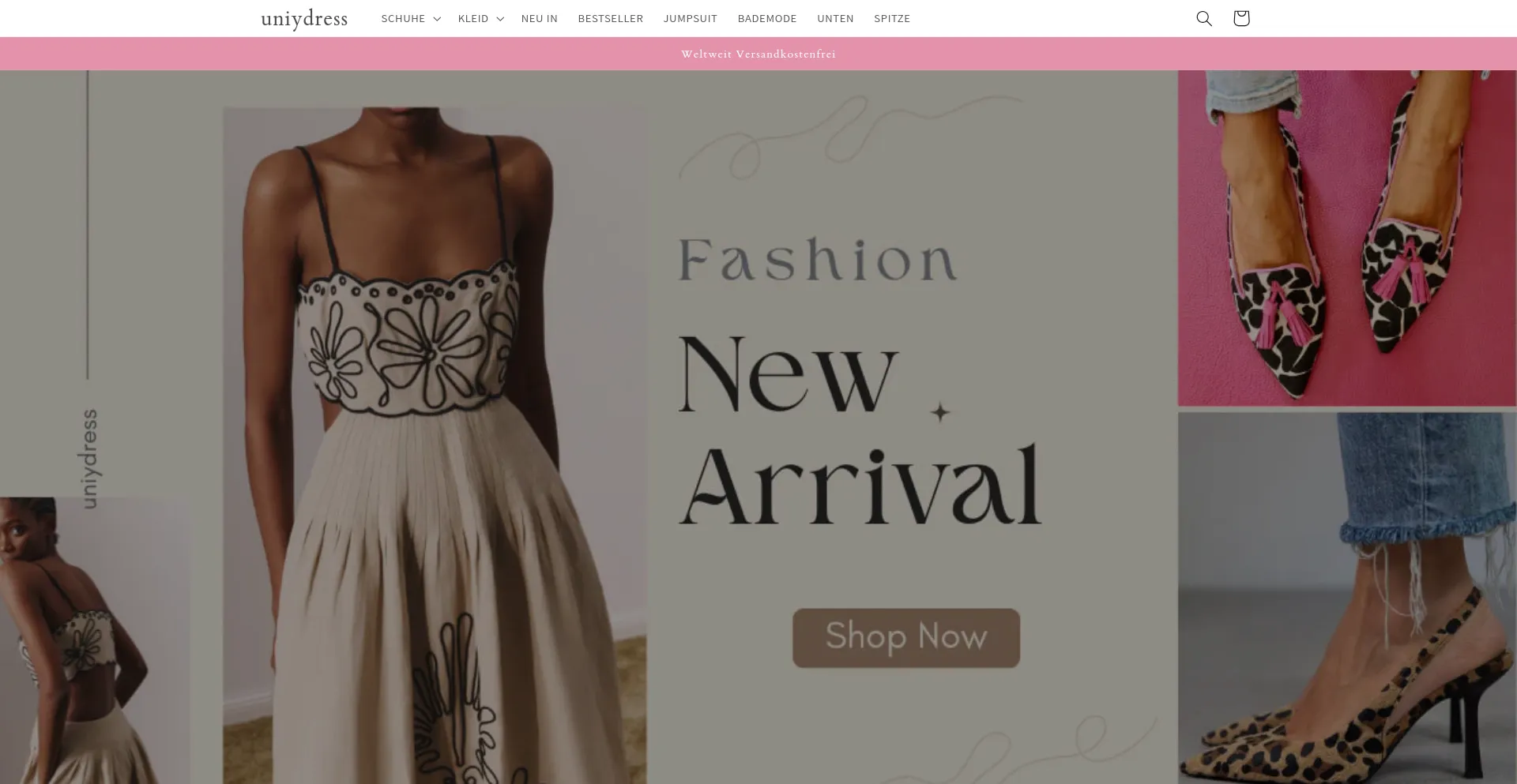 Website screenshot of Uniydress.com