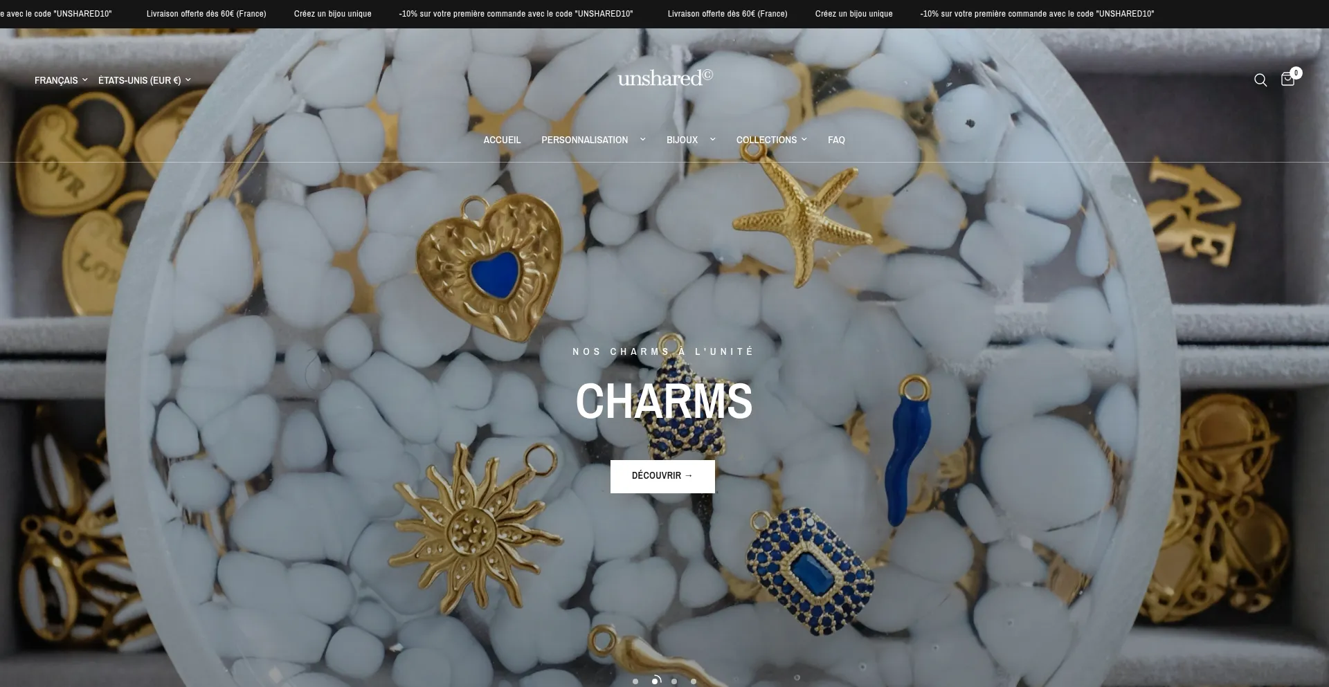 Website screenshot of Unshared.fr