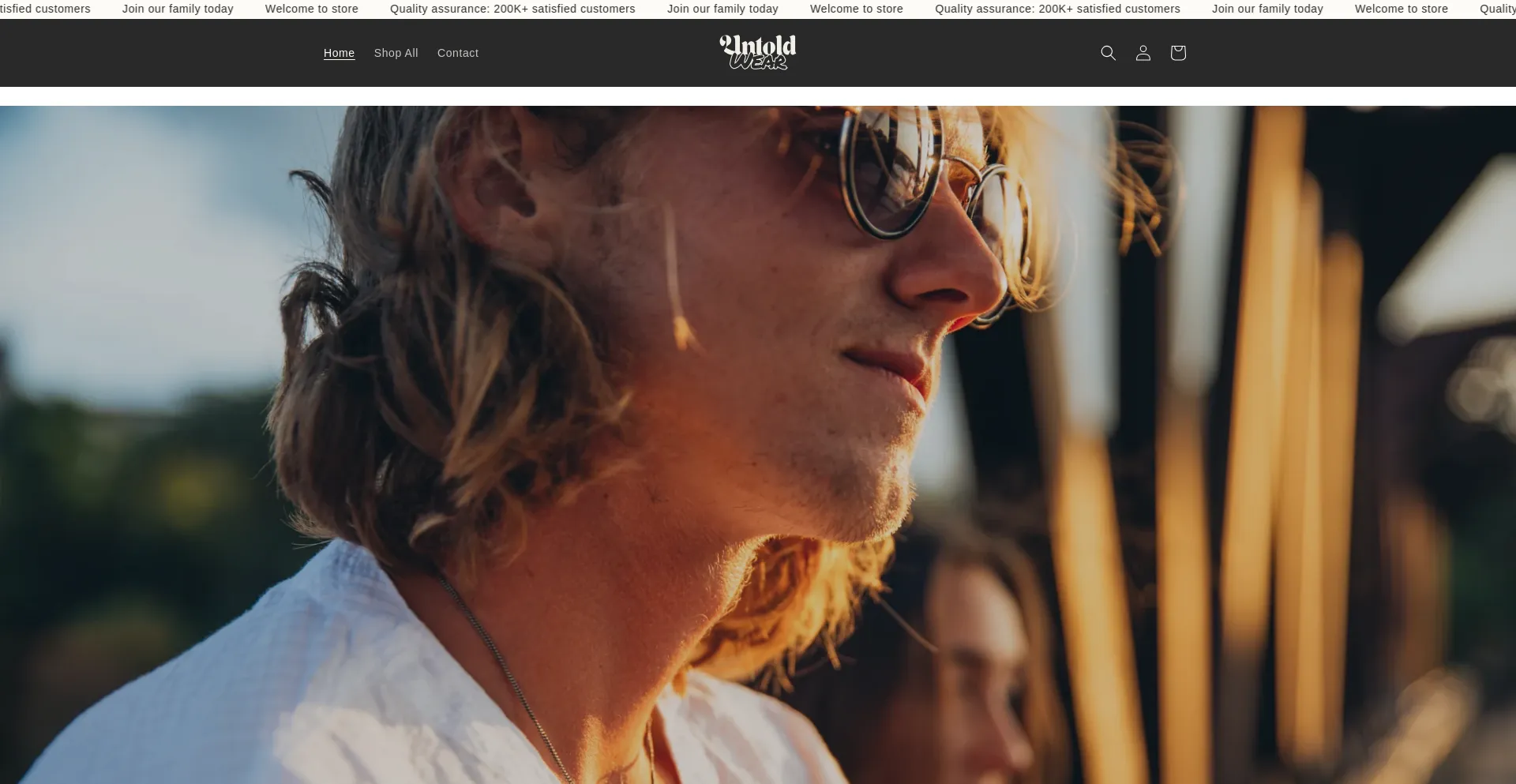 Website screenshot of Untoldwears.store