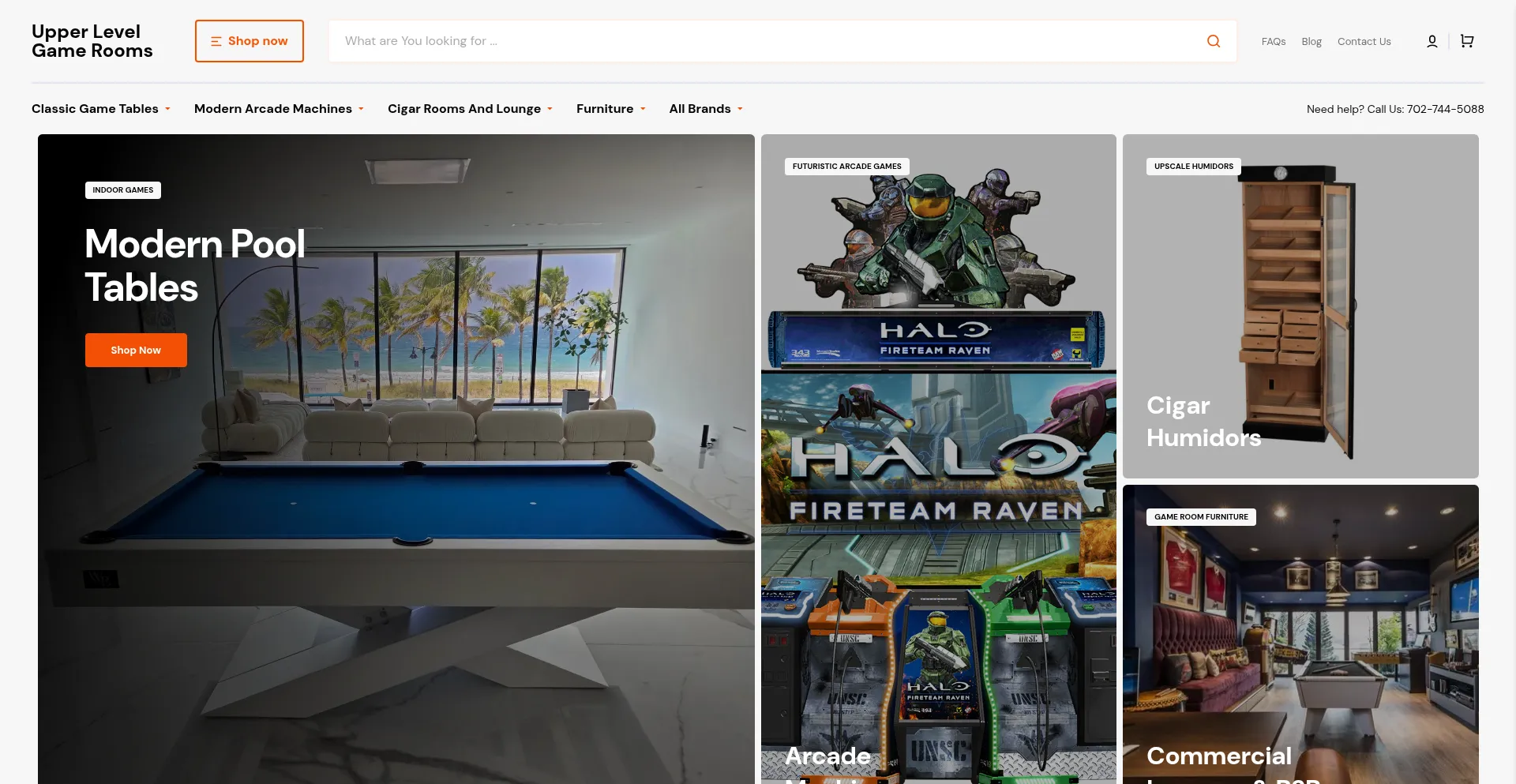Website screenshot of Upperlevelgamerooms.com