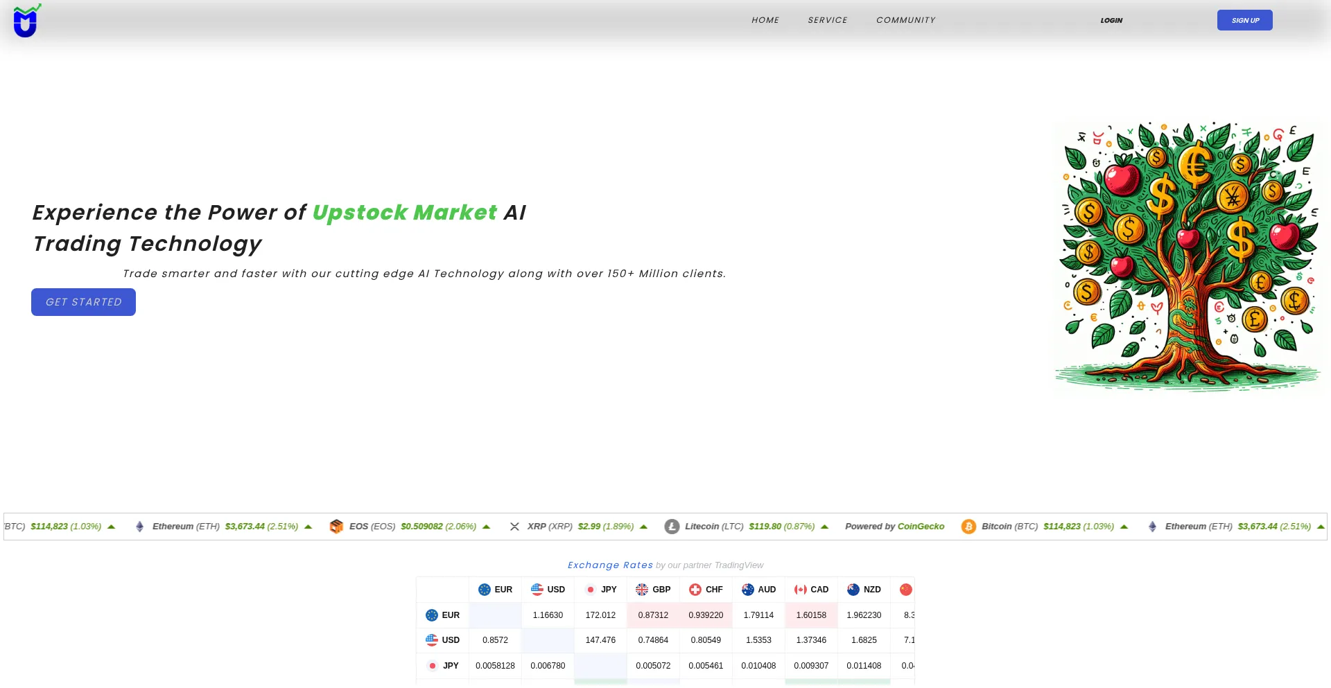 Website screenshot of Upstockmarket24.com