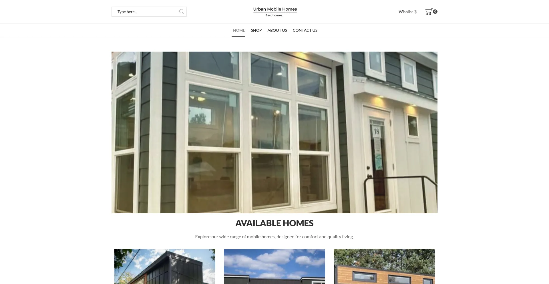 Website screenshot of Urbanmobilehomes.com