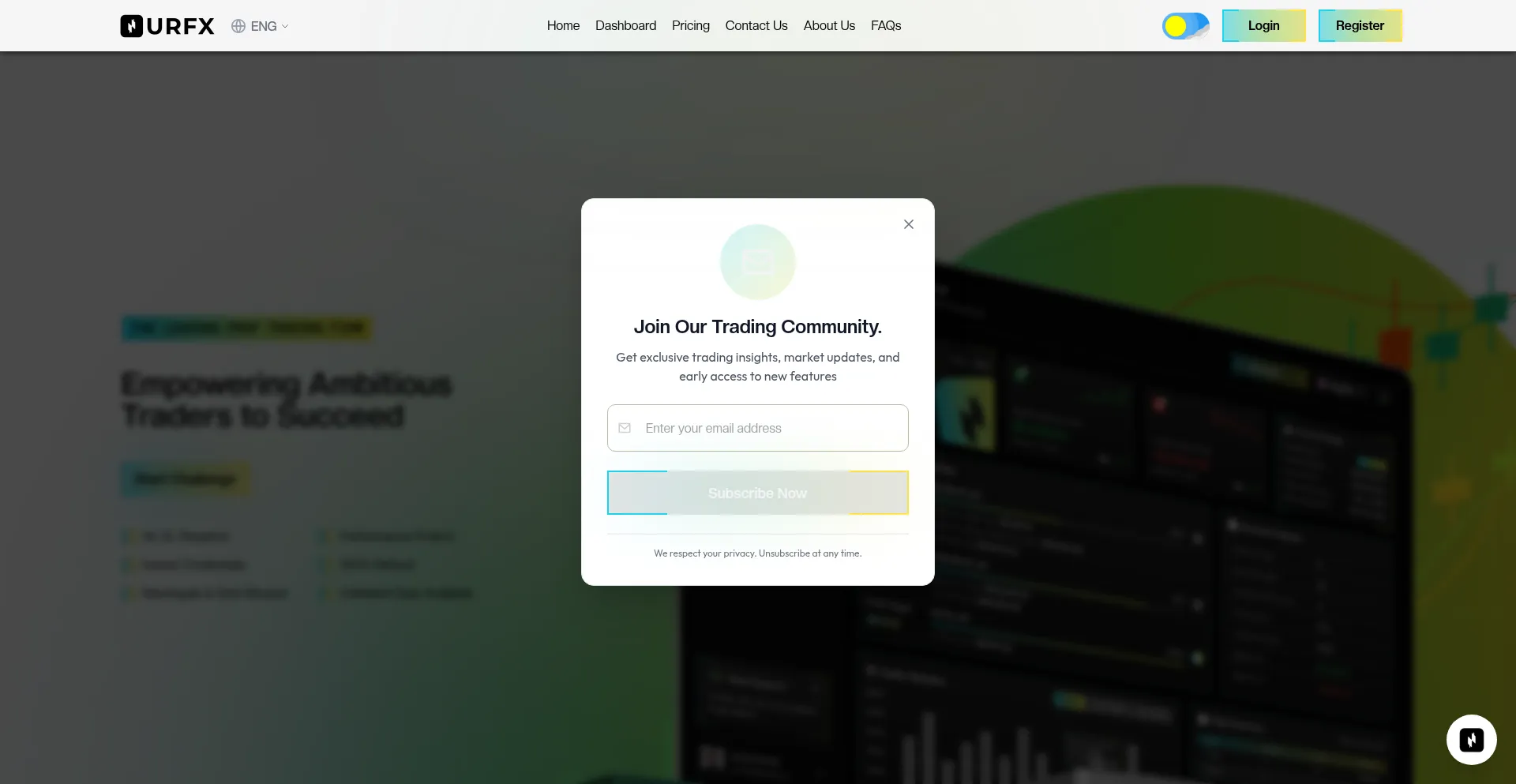 Website screenshot of Urfx.io