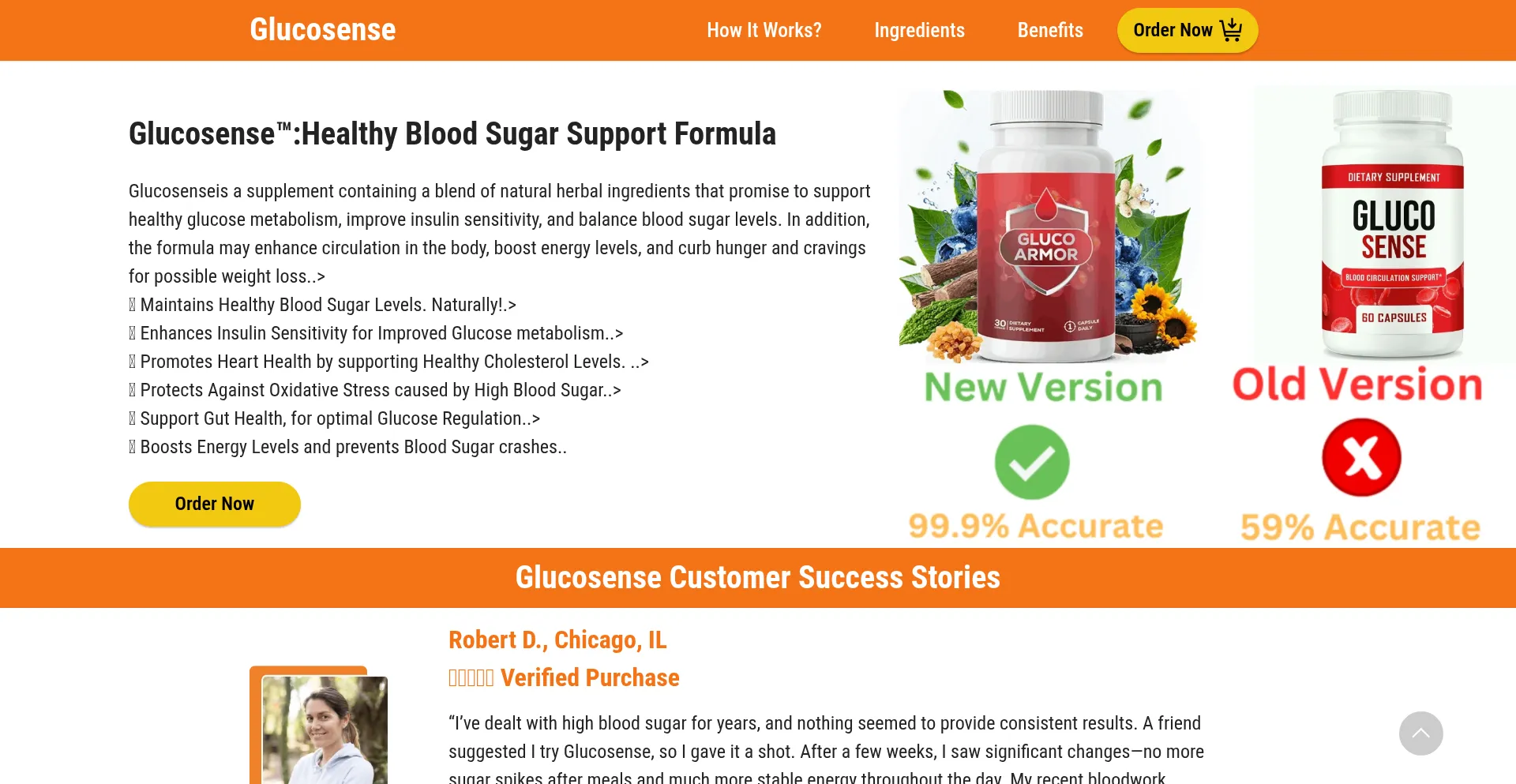 Website screenshot of Us-en-us-glucosense.com